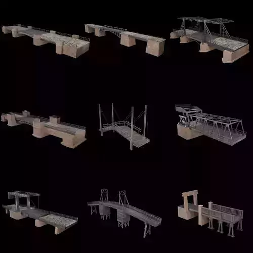 BASCULE BRIDGE PLATFORM AAA NEXT GEN PIER COLLECTION Low-poly 3D model