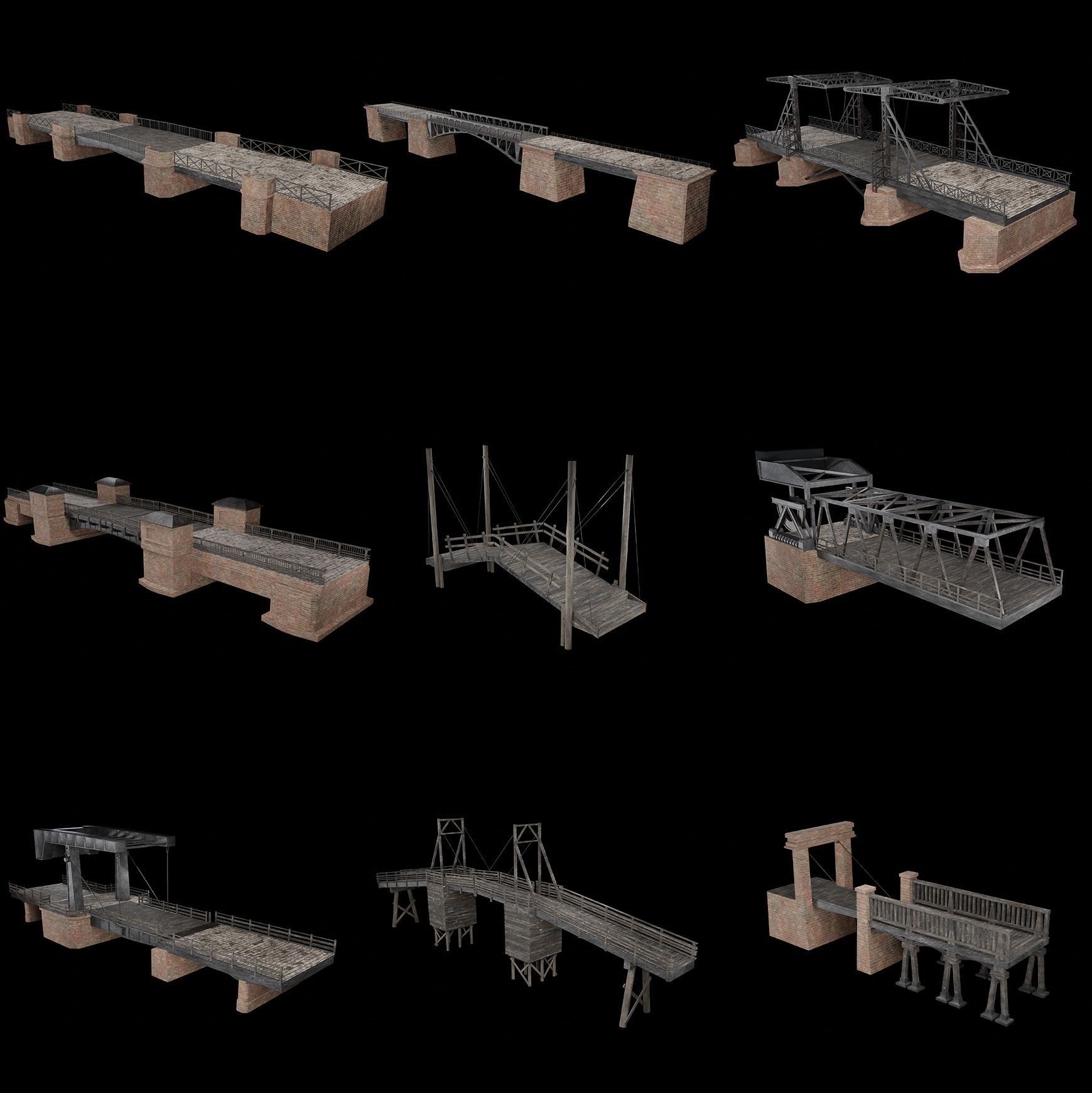 BASCULE BRIDGE PLATFORM AAA NEXT GEN PIER COLLECTION Low-poly 3D model_37