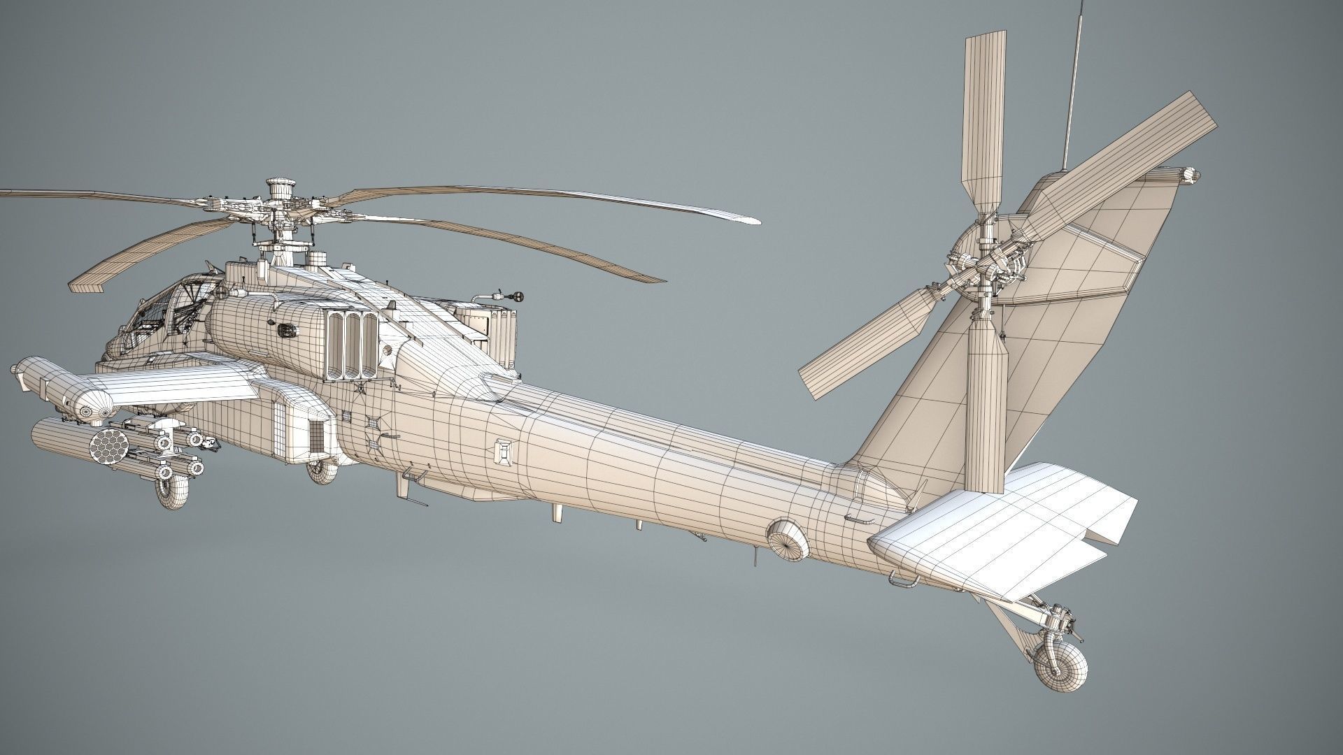 Apache AH-64D Royal Netherlands Airforce Basic Animation Low-poly 3D model_24