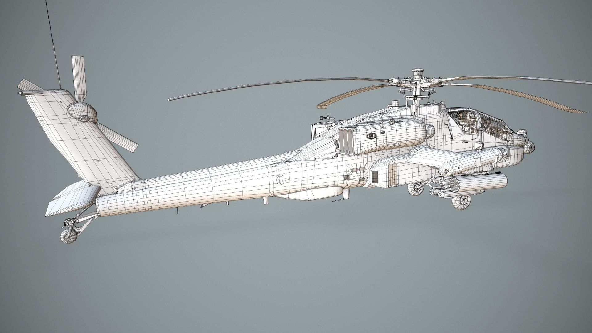 Apache AH-64D Royal Netherlands Airforce Basic Animation Low-poly 3D model_25