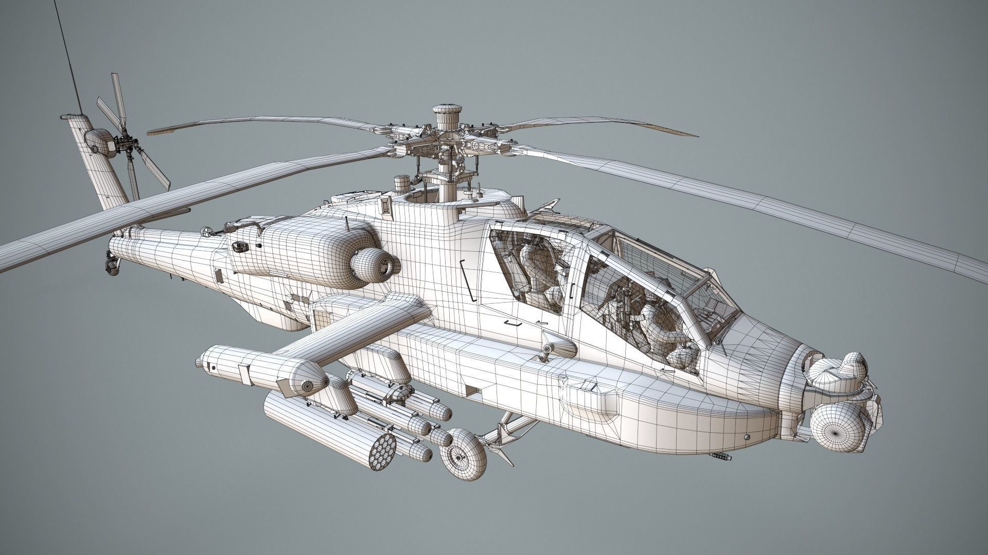 Apache AH-64D Royal Netherlands Airforce Basic Animation Low-poly 3D model_28