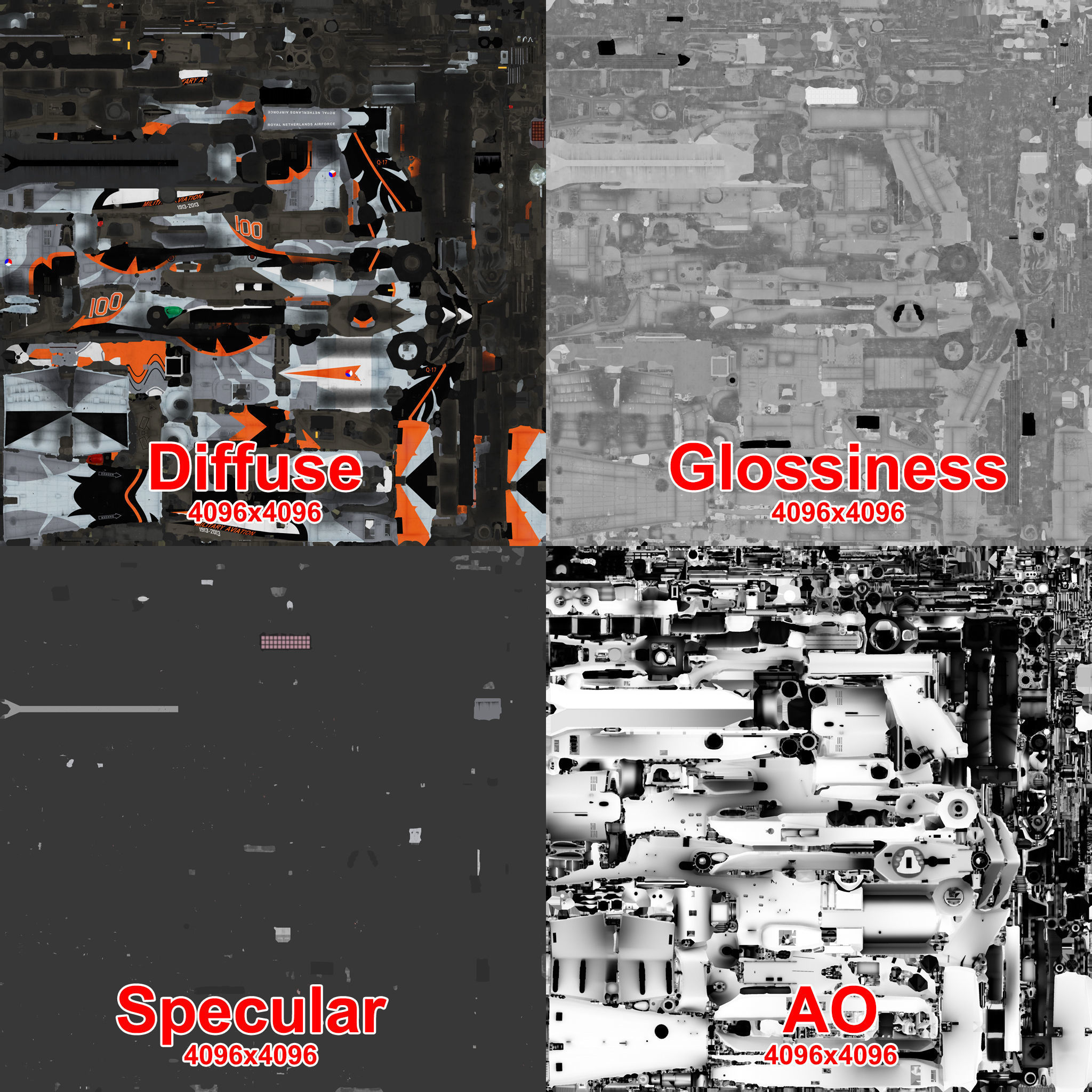 Apache AH-64D Royal Netherlands Airforce Basic Animation Low-poly 3D model_30