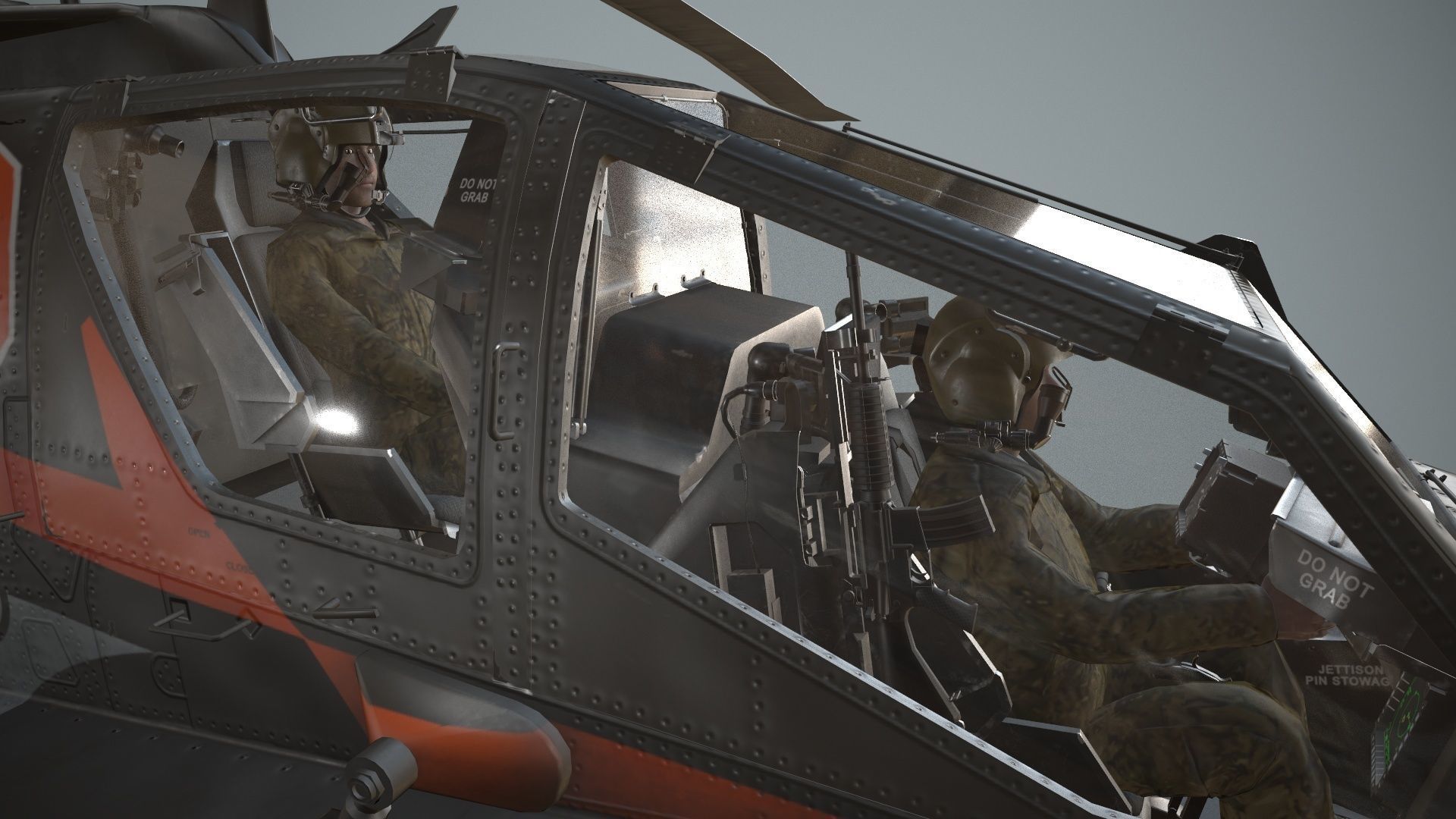 Apache AH-64D Royal Netherlands Airforce Basic Animation Low-poly 3D model_16