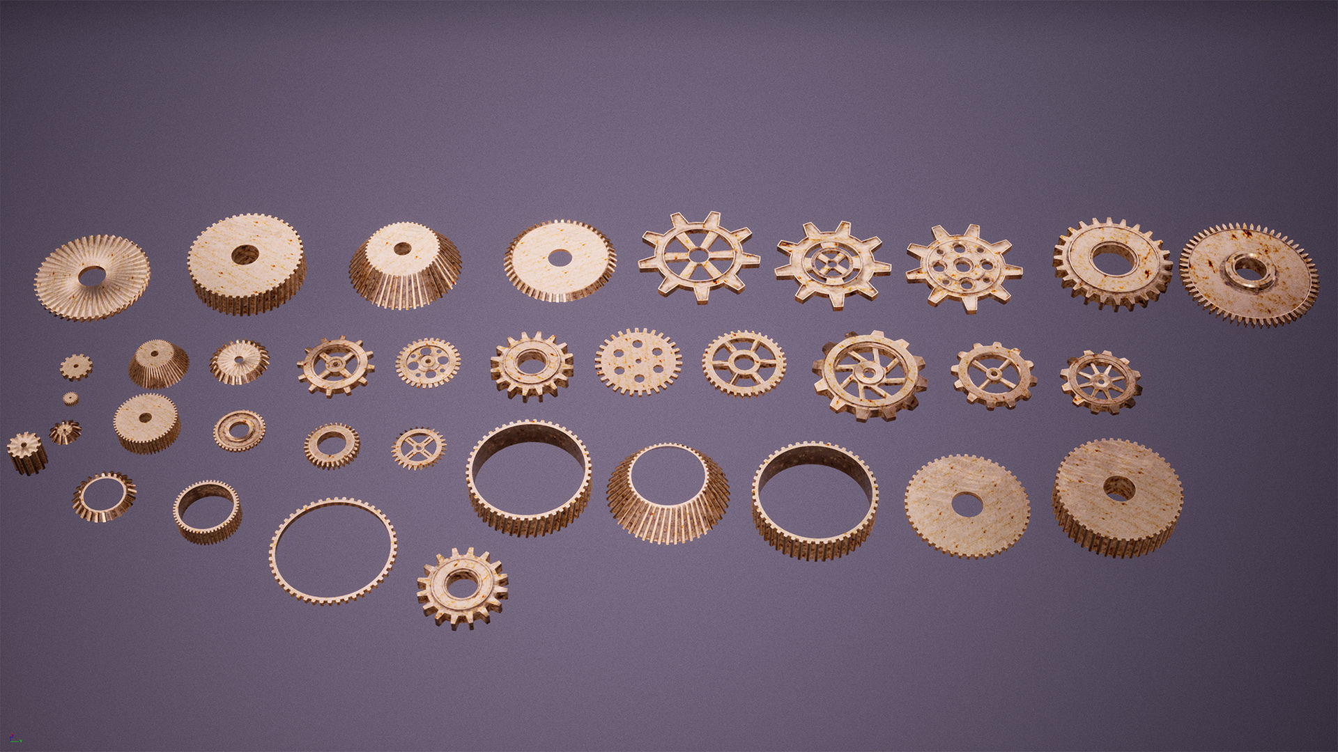 Gears Package 20 Assets Low-poly 3D model_3
