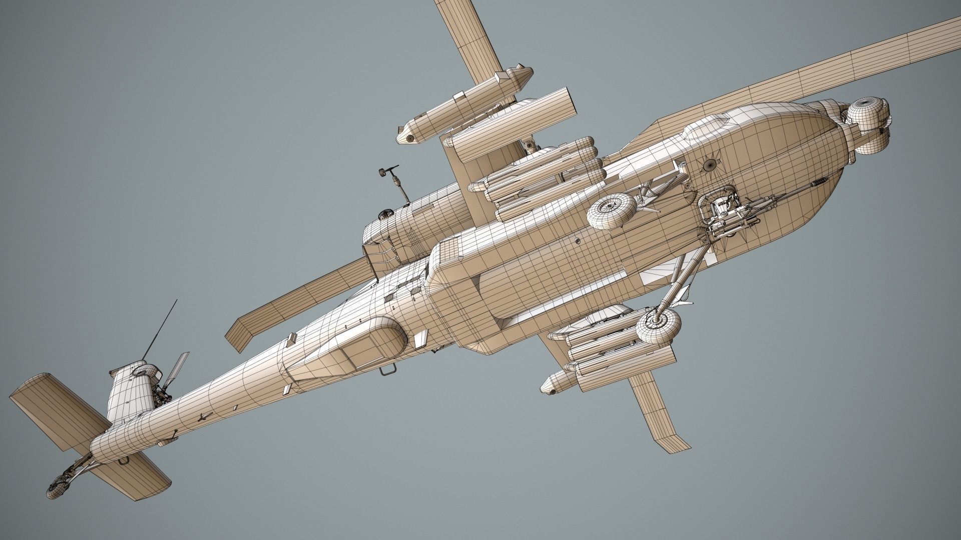 Apache AH-64D Royal Netherlands Airforce Complex  Animation Low-poly 3D model_28