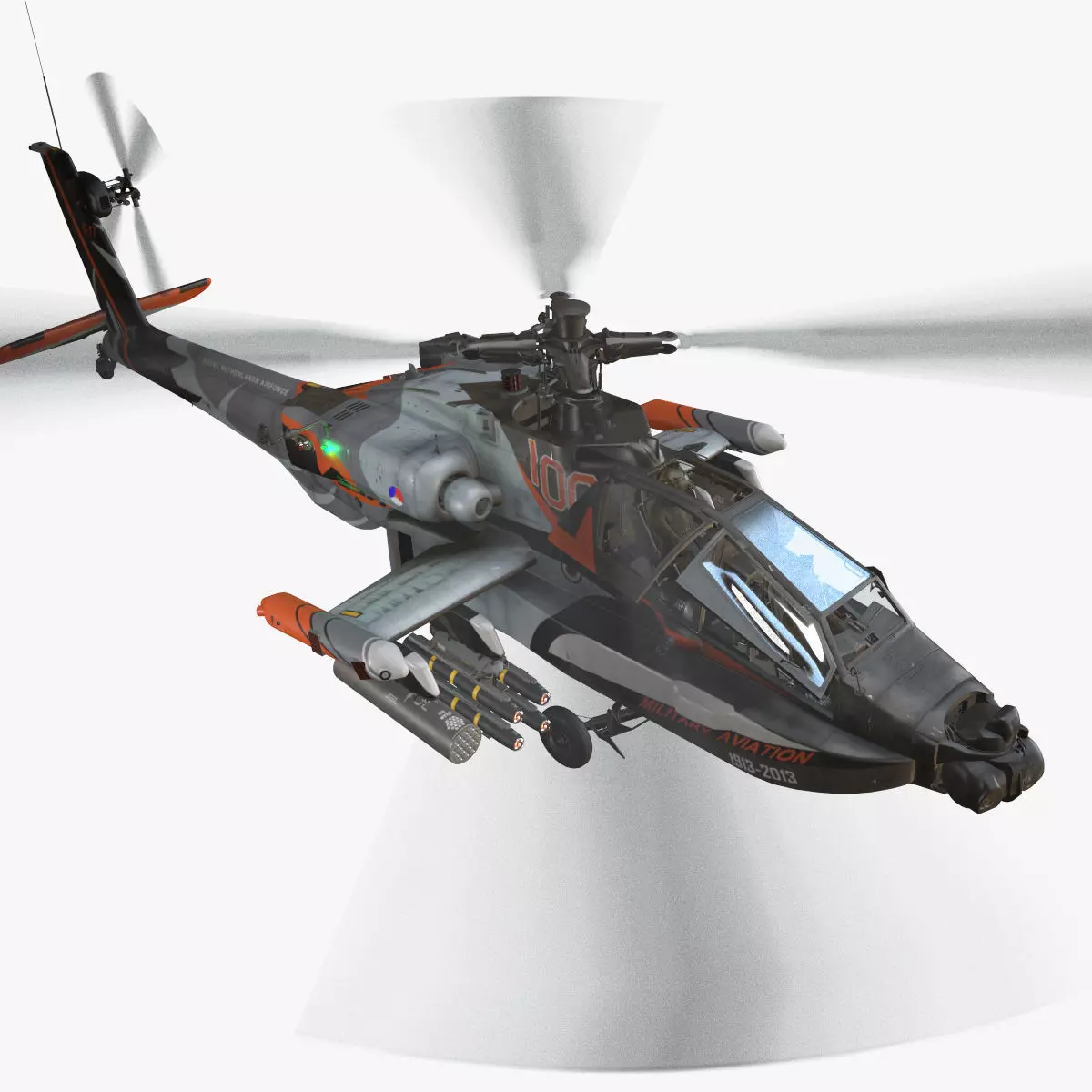 Apache AH-64D Royal Netherlands Airforce Complex  Animation Low-poly 3D model_0