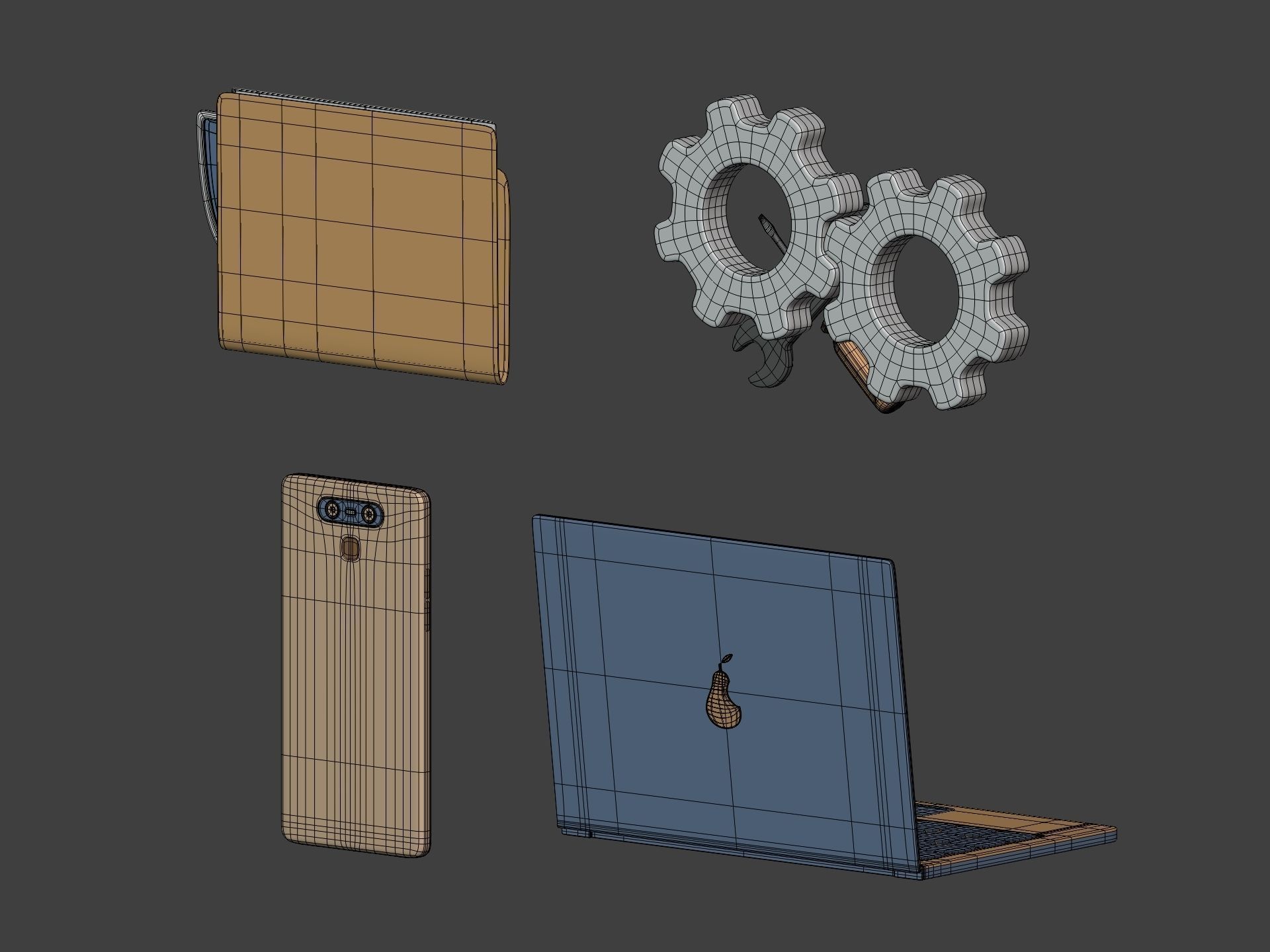 Network Security Icons Pack Low-poly 3D model_5