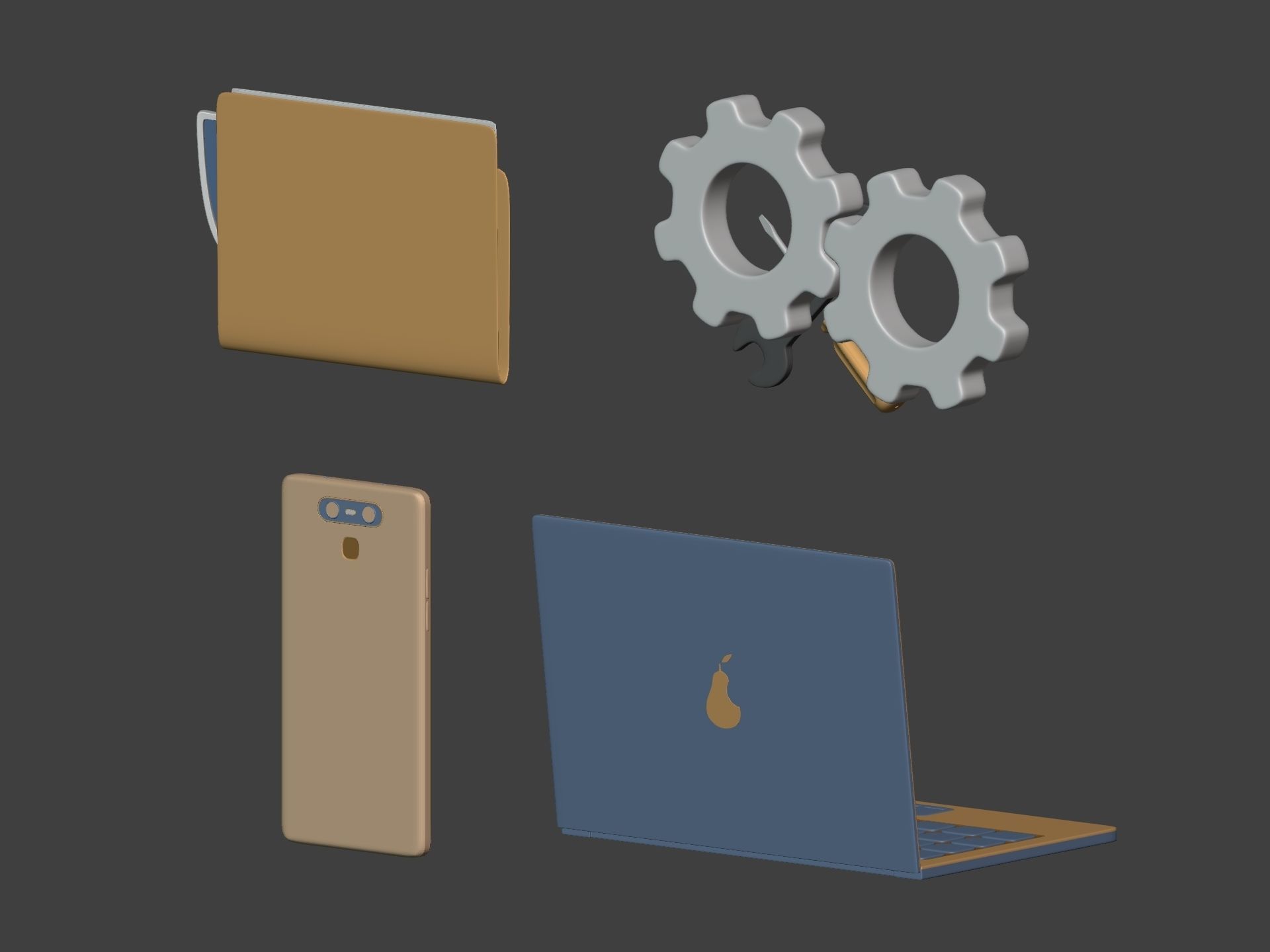 Network Security Icons Pack Low-poly 3D model_4