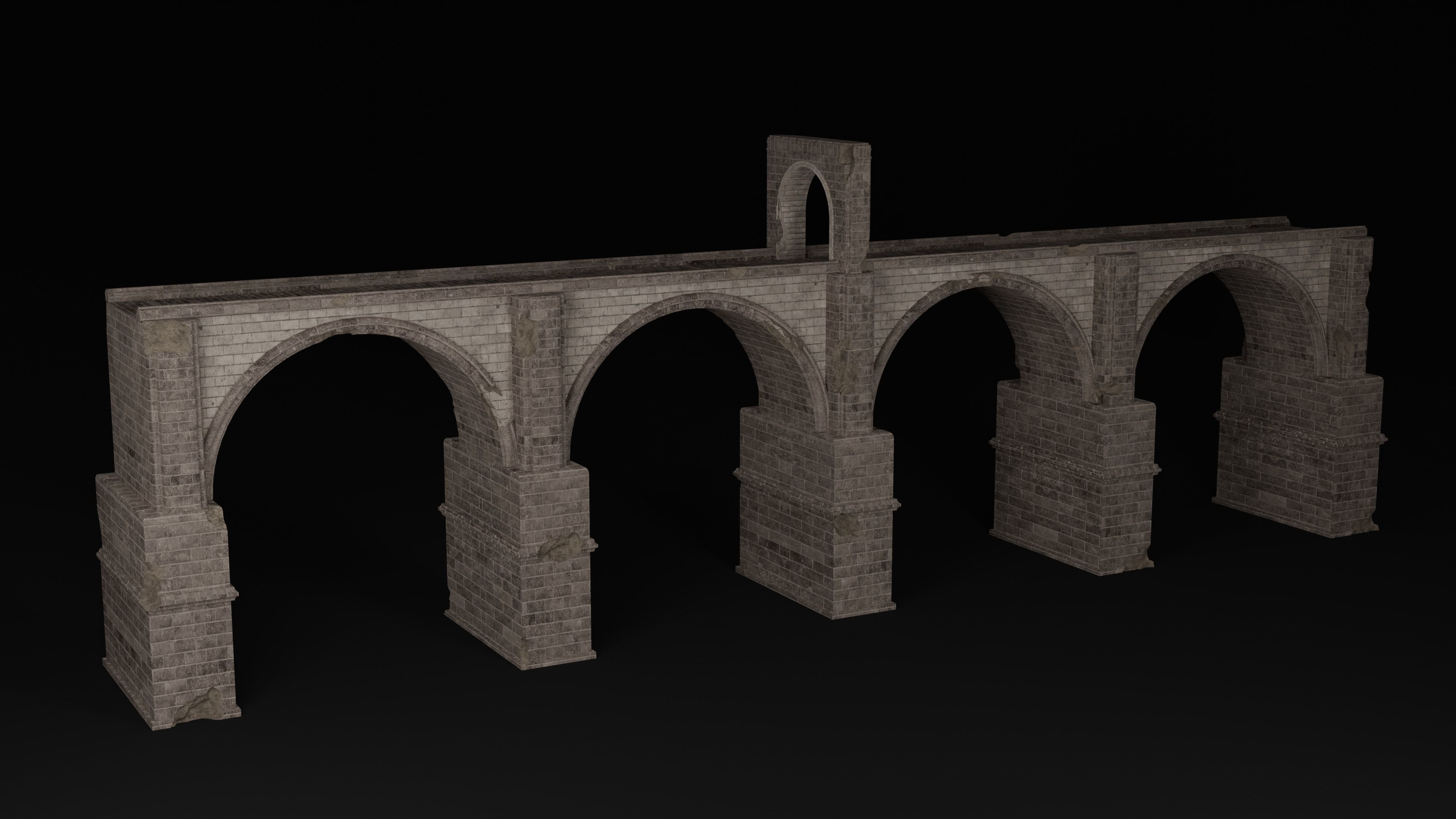 BRIDGE ROMAN GREEK ANCIENT ROAD RAIL TRACK OLD STONE COLLECTION Low-poly 3D model_20