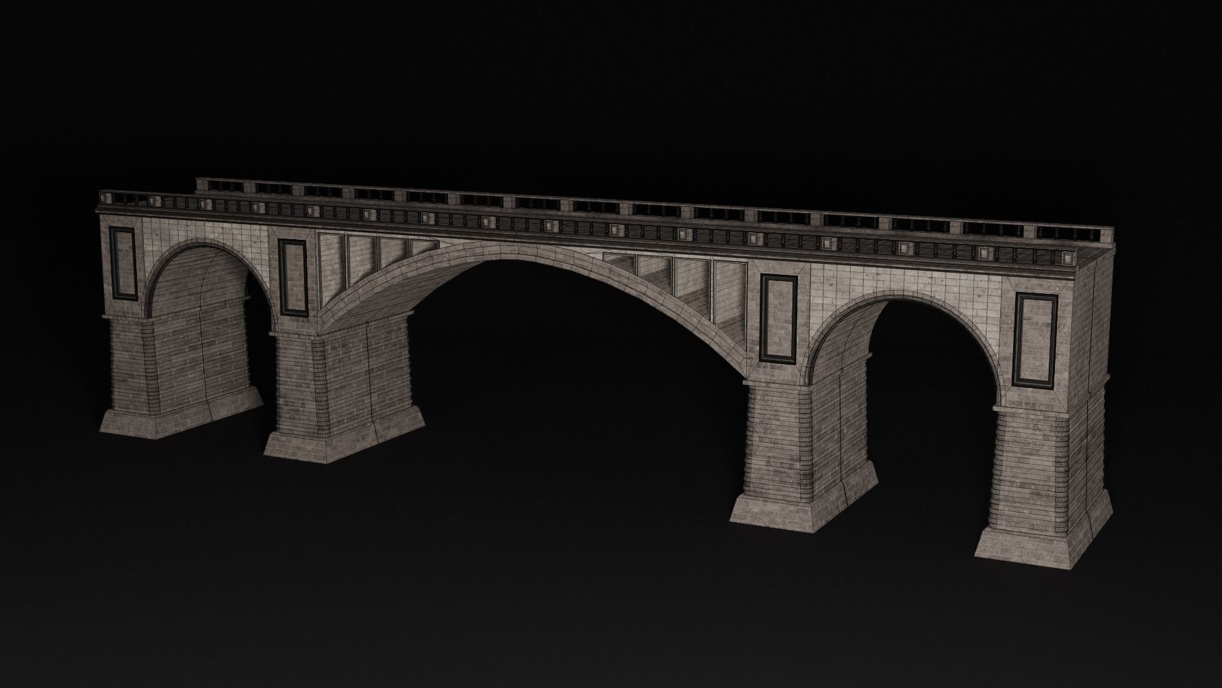 BRIDGE ROMAN GREEK ANCIENT ROAD RAIL TRACK OLD STONE COLLECTION Low-poly 3D model_16