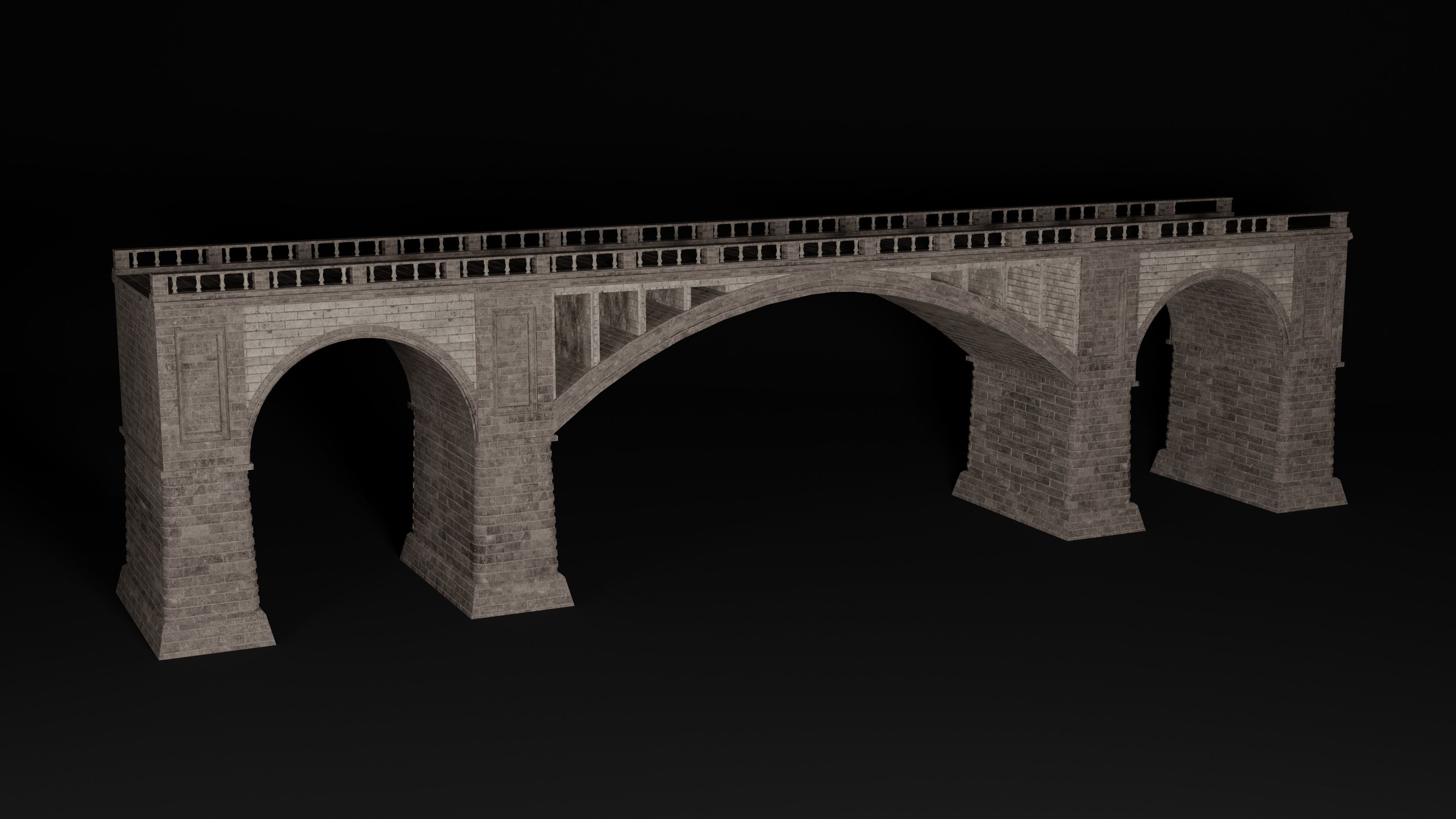 BRIDGE ROMAN GREEK ANCIENT ROAD RAIL TRACK OLD STONE COLLECTION Low-poly 3D model_14