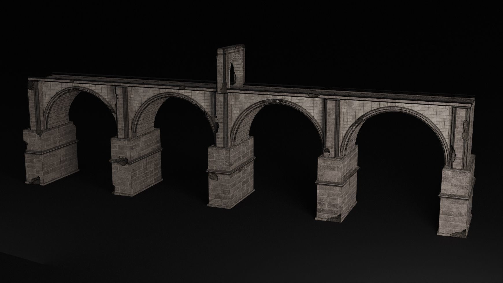 BRIDGE ROMAN GREEK ANCIENT ROAD RAIL TRACK OLD STONE COLLECTION Low-poly 3D model_22