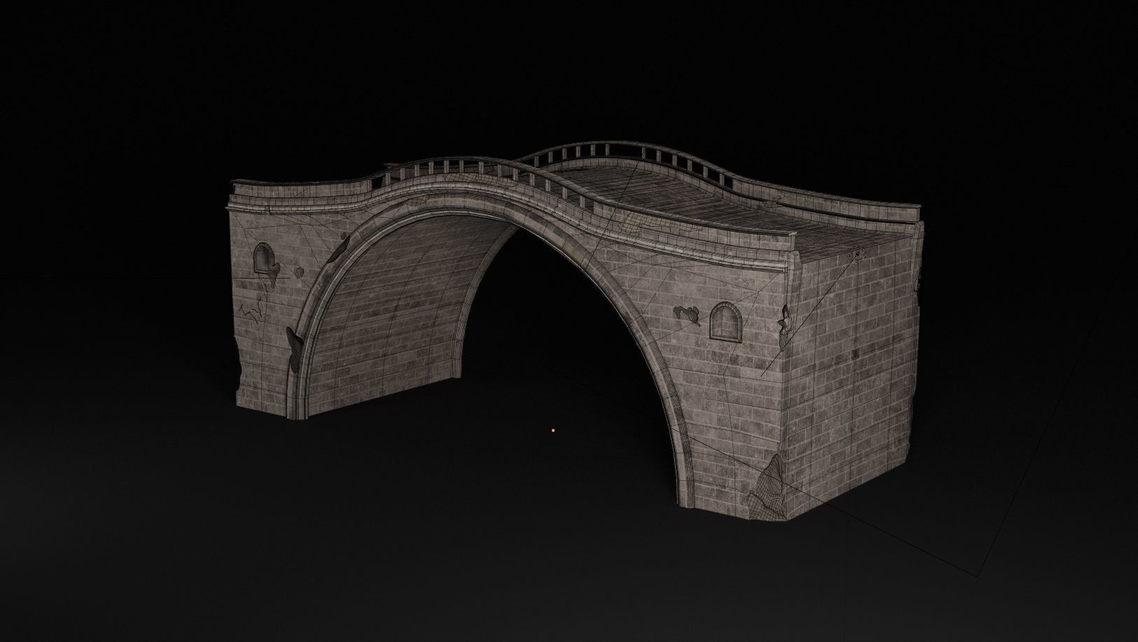 BRIDGE ROMAN GREEK ANCIENT ROAD RAIL TRACK OLD STONE COLLECTION Low-poly 3D model_4