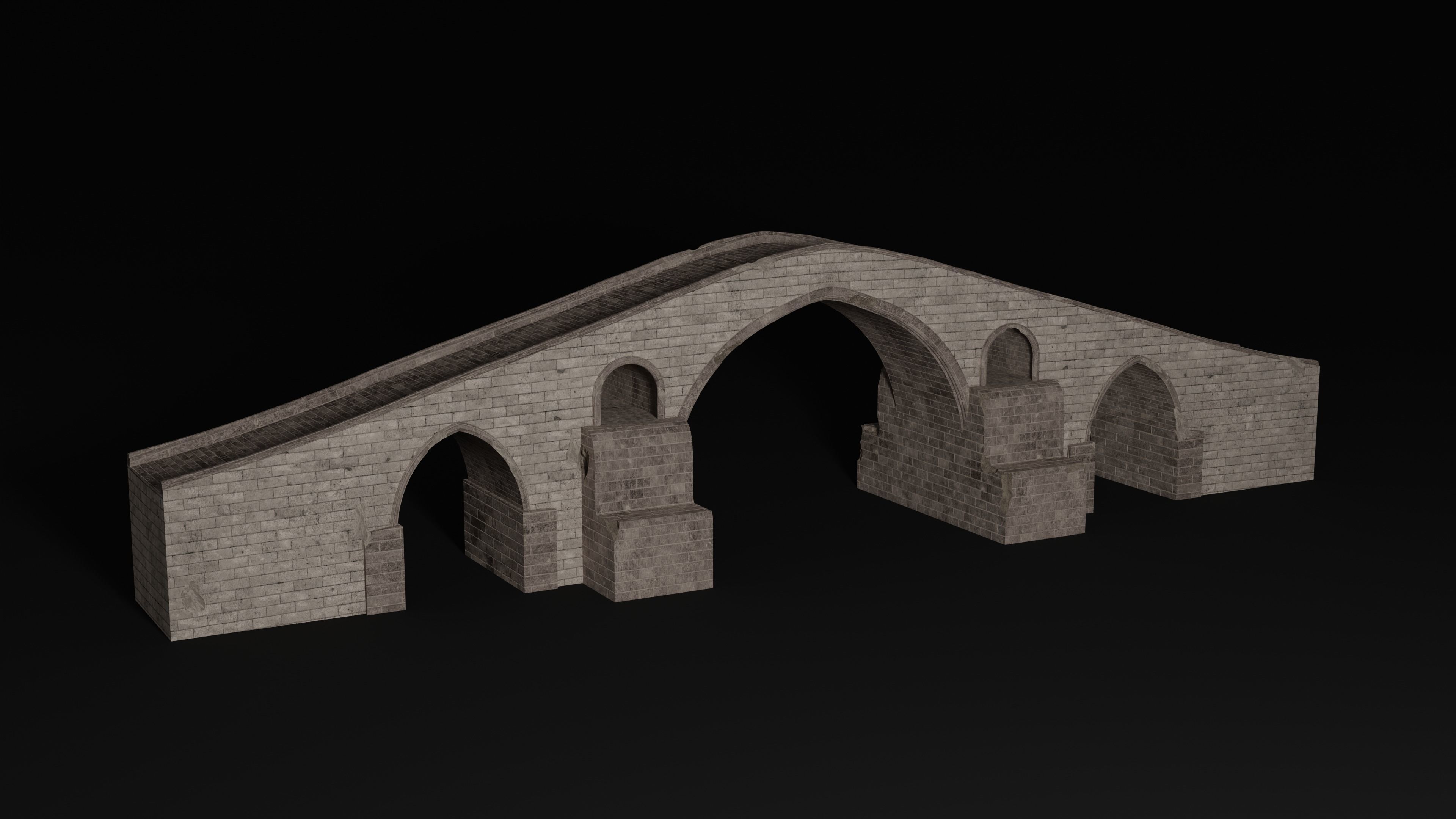 BRIDGE ROMAN GREEK ANCIENT ROAD RAIL TRACK OLD STONE COLLECTION Low-poly 3D model_17