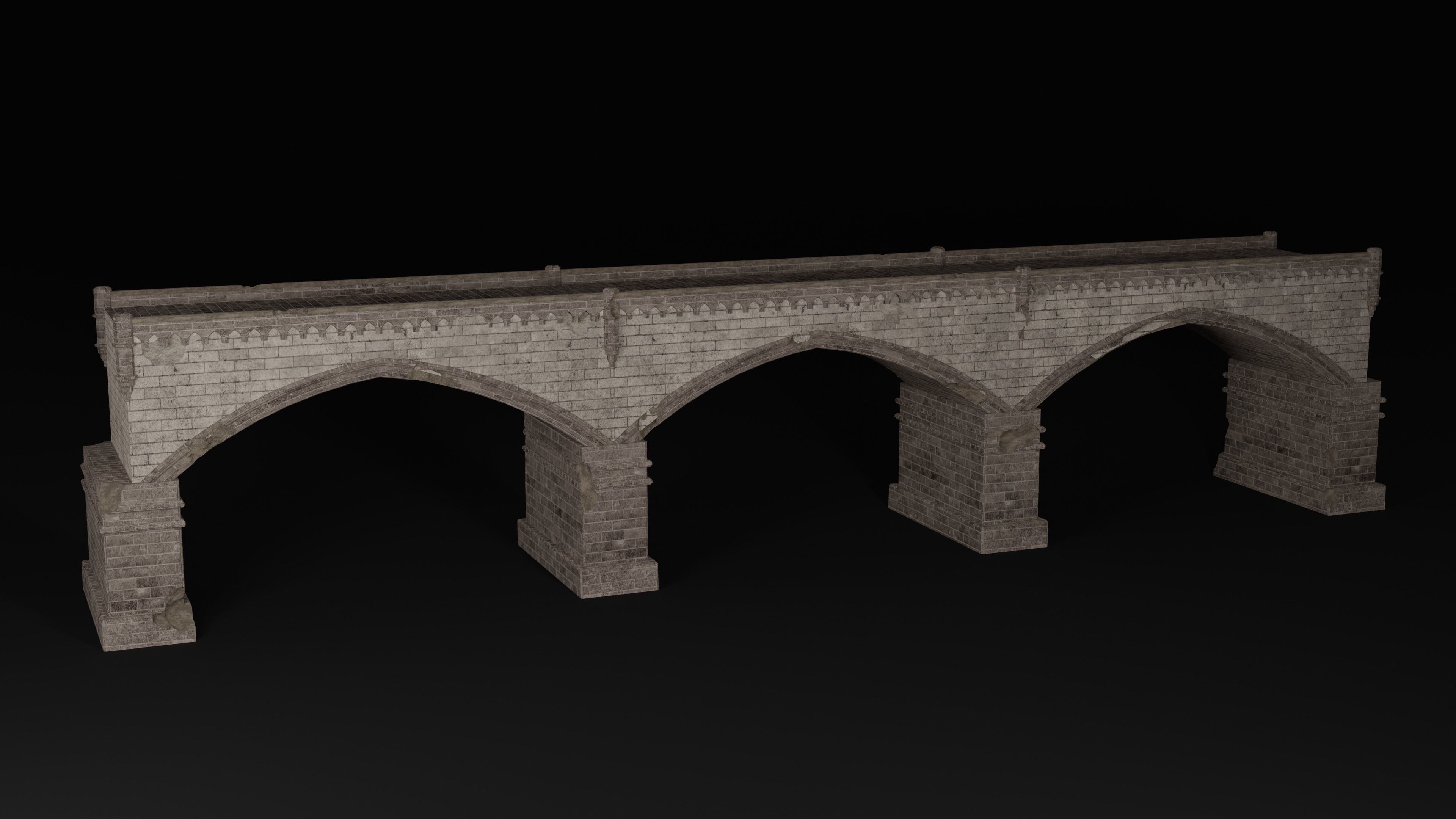 BRIDGE ROMAN GREEK ANCIENT ROAD RAIL TRACK OLD STONE COLLECTION Low-poly 3D model_24