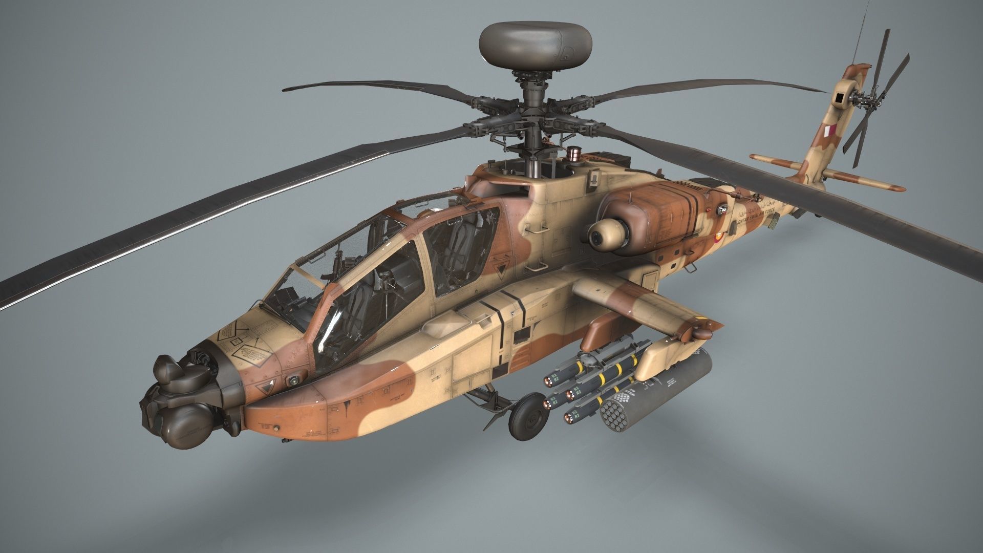 Apache AH-64E Qatar Emiri Air Force Static Low-poly 3D model_3
