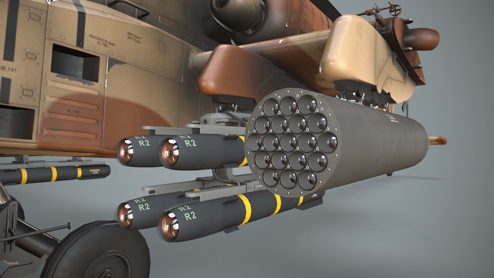 Apache AH-64E Qatar Emiri Air Force Static Low-poly 3D model_10