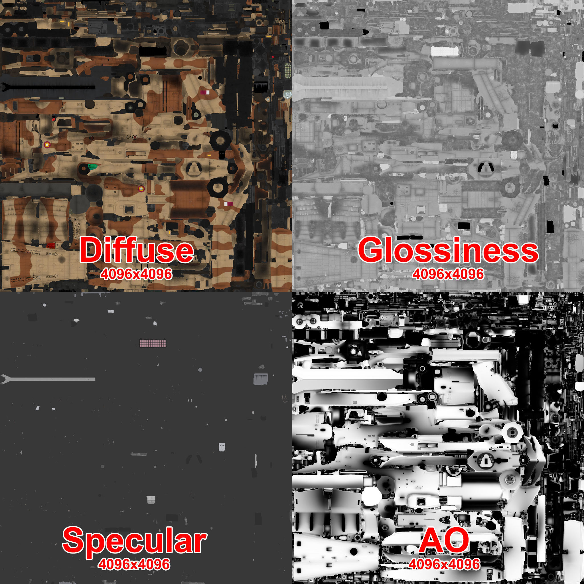 Apache AH-64E Qatar Emiri Air Force Static Low-poly 3D model_29