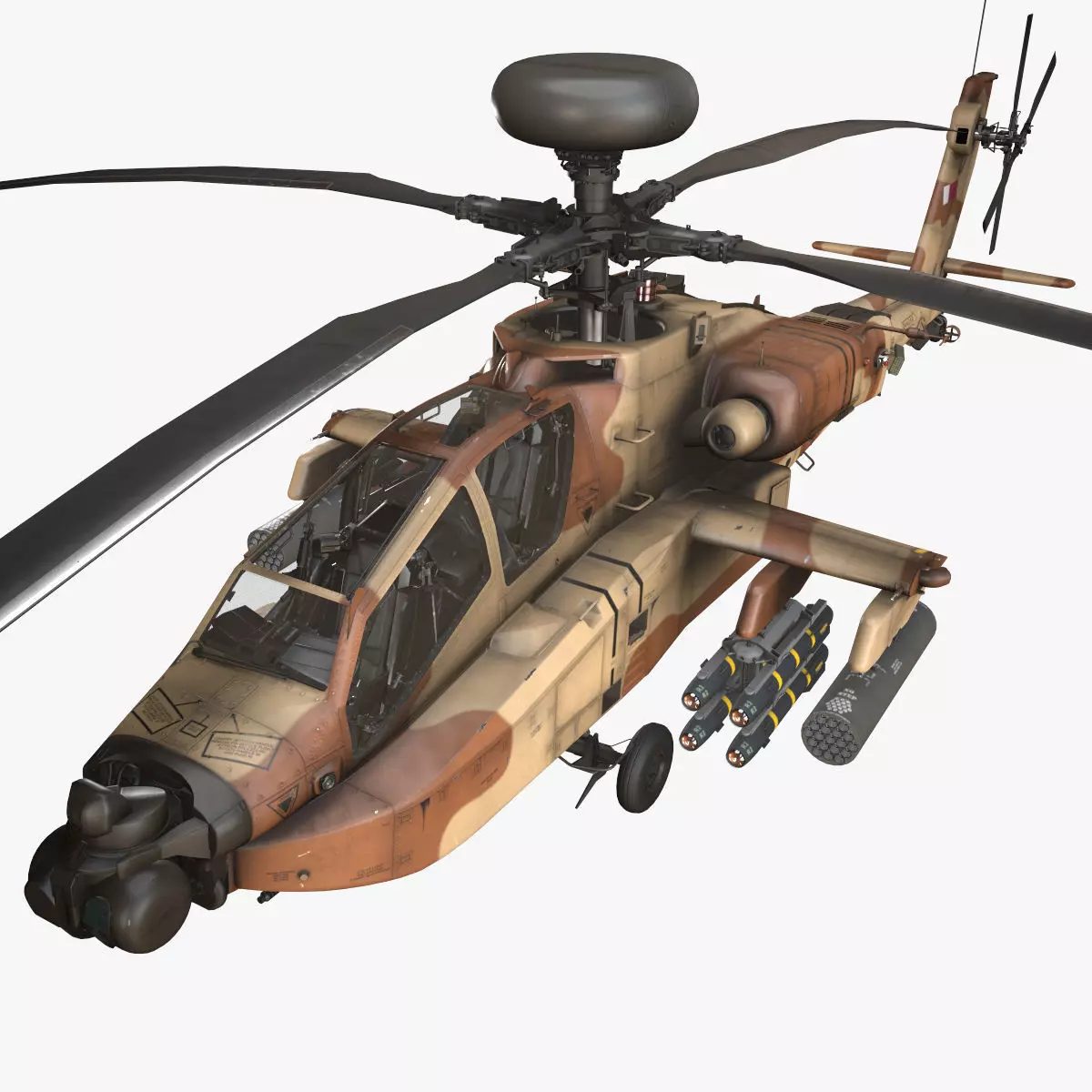 Apache AH-64E Qatar Emiri Air Force Static Low-poly 3D model_0