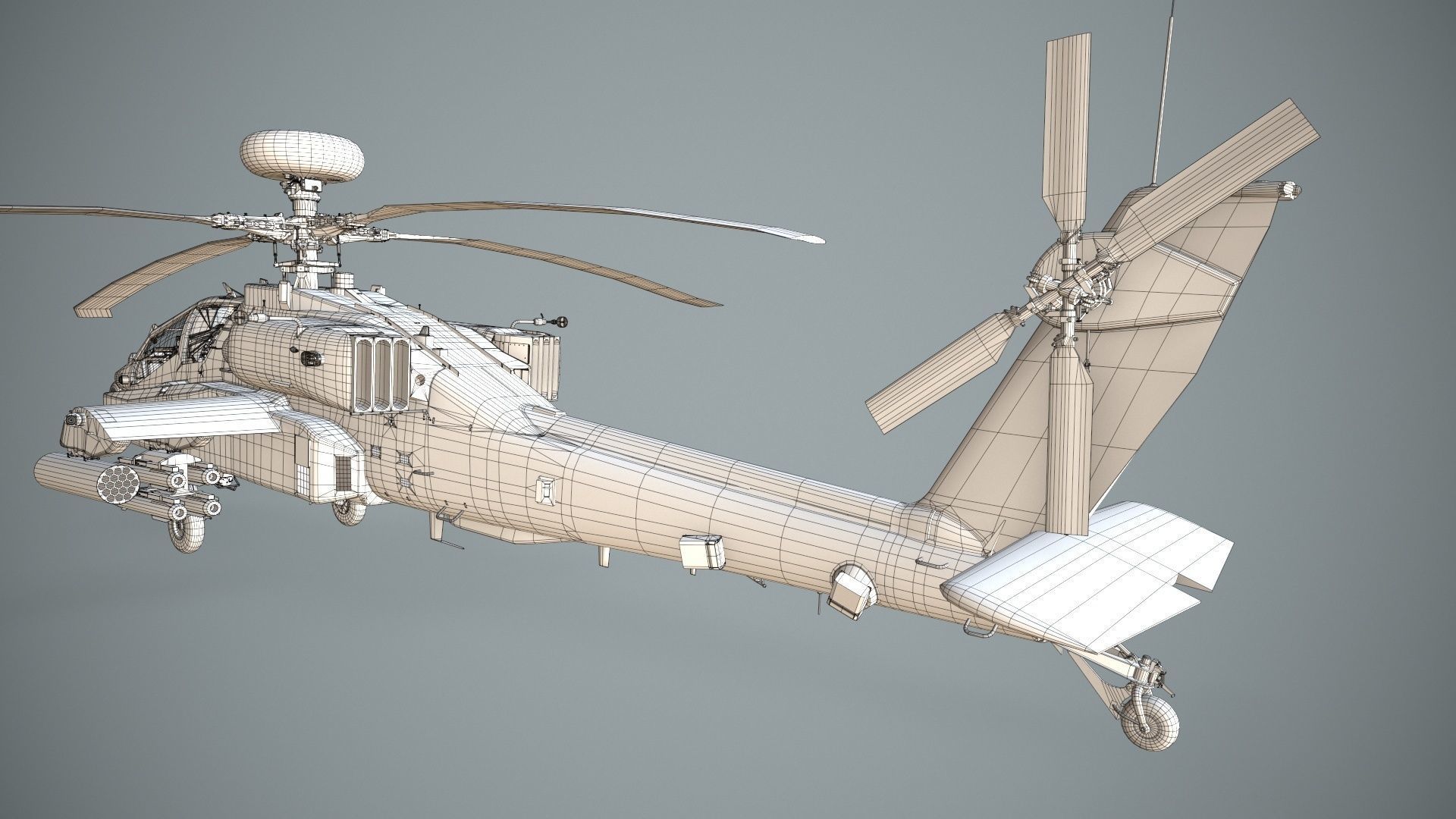 Apache AH-64E Qatar Emiri Air Force Static Low-poly 3D model_23