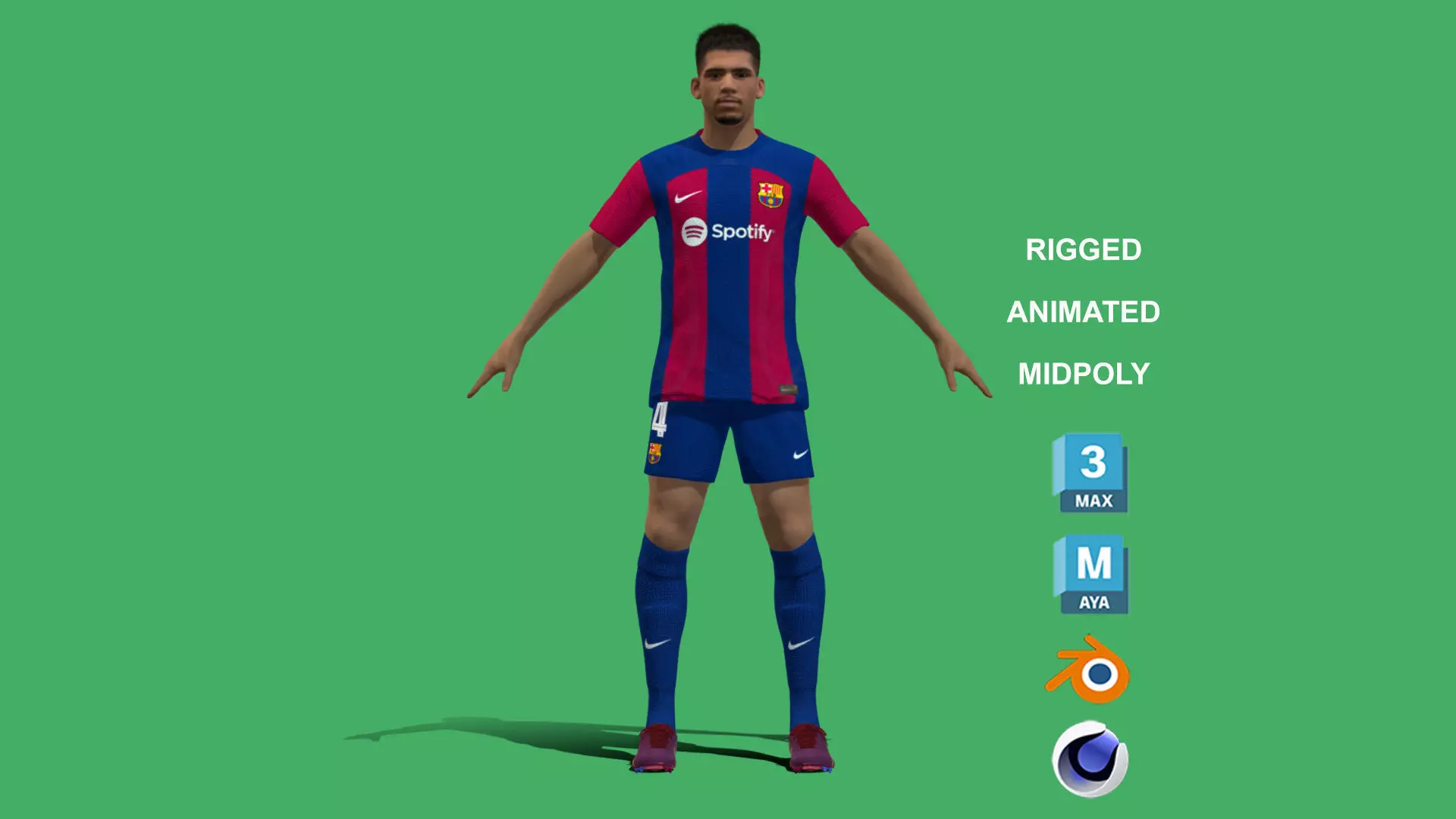 3D Rigged Ronald Araujo Barcelona 2024 3D model