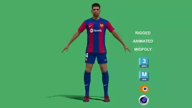 3D Rigged Ronald Araujo Barcelona 2024 3D model