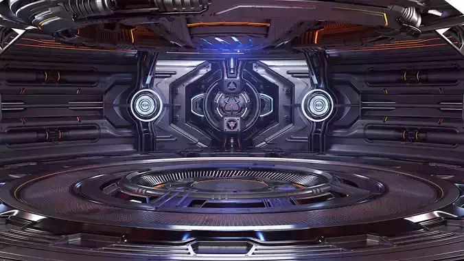 Sci-Fi Futuristic Hall For Rendering 3D model