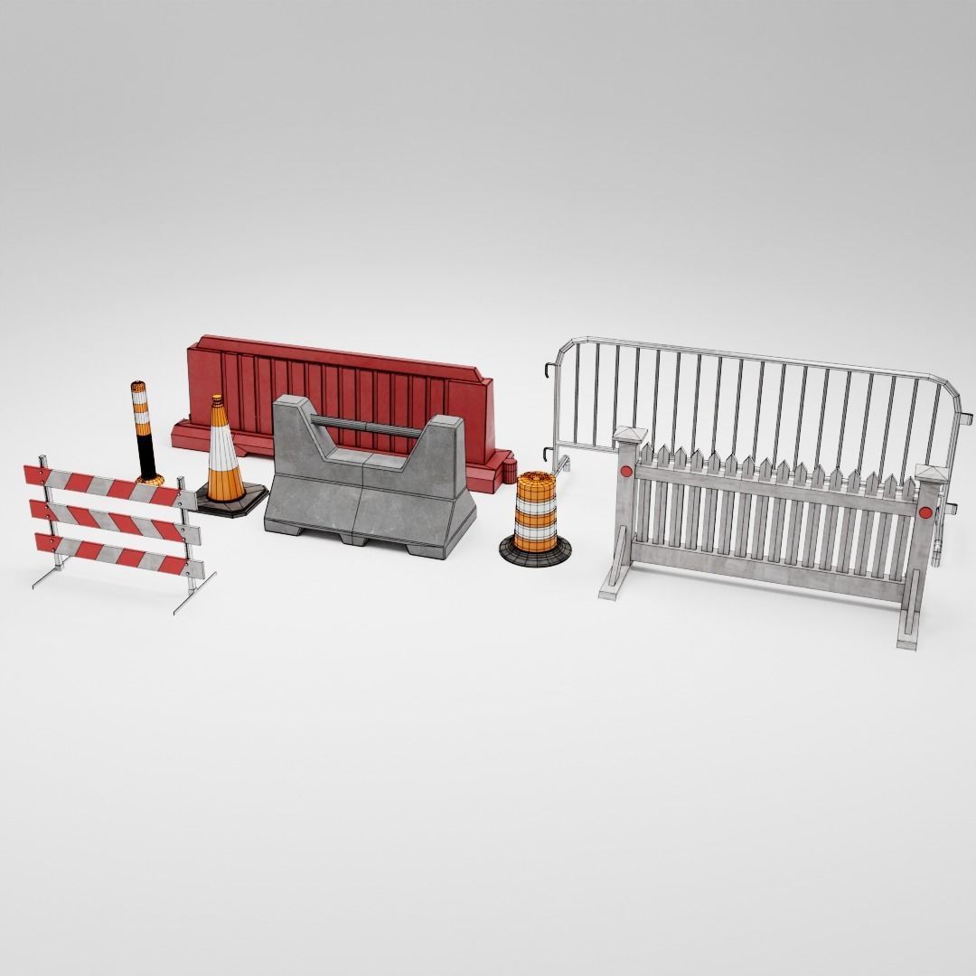 Decorative City Barriers Low-poly 3D model_2