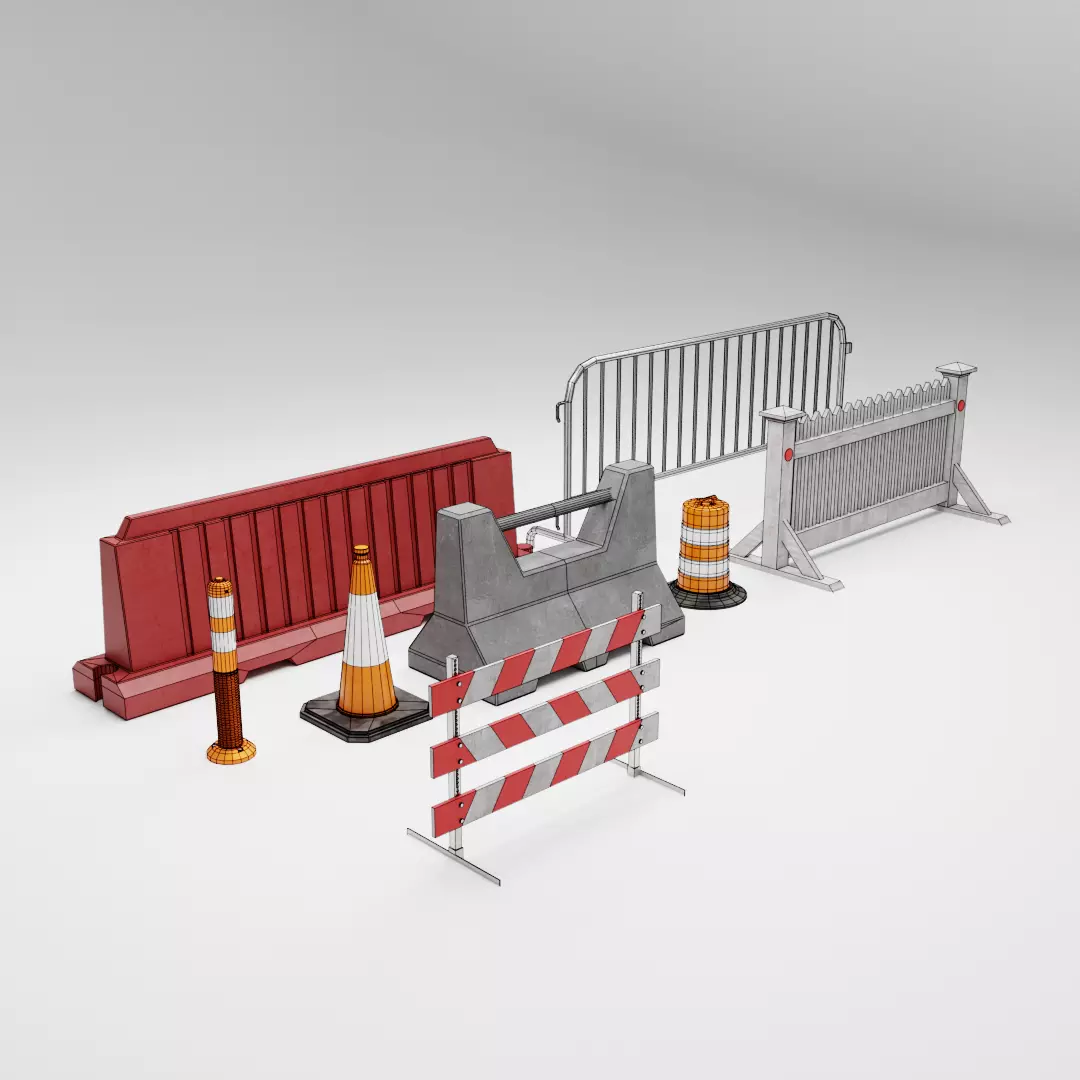 Decorative City Barriers Low-poly 3D model_0