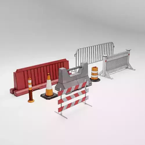 Decorative City Barriers Low-poly 3D model