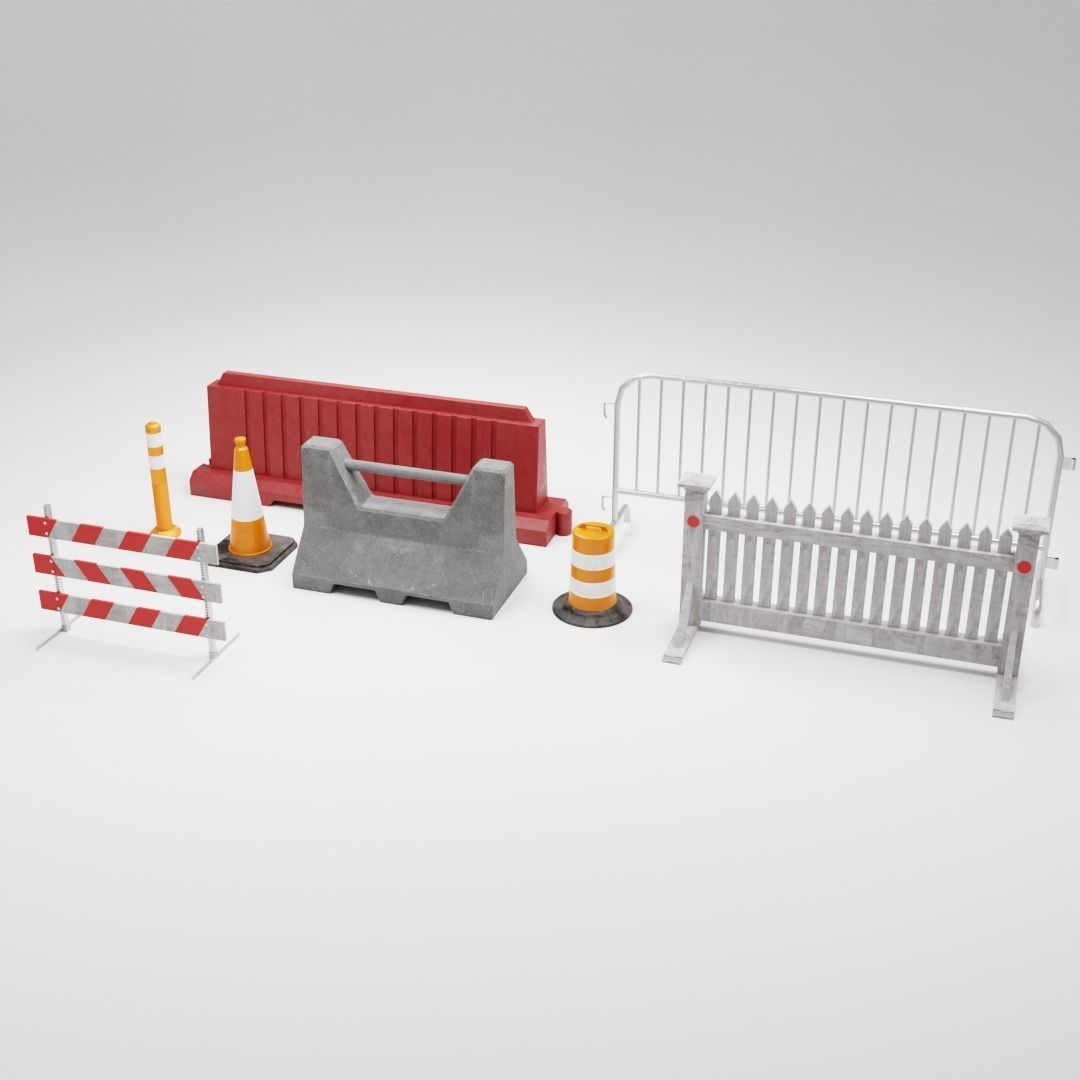 Decorative City Barriers Low-poly 3D model_1