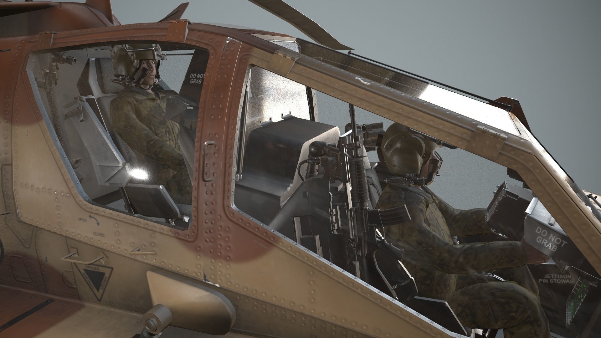 Apache AH-64E Qatar Emiri Air Force Basic Animation Low-poly 3D model_16