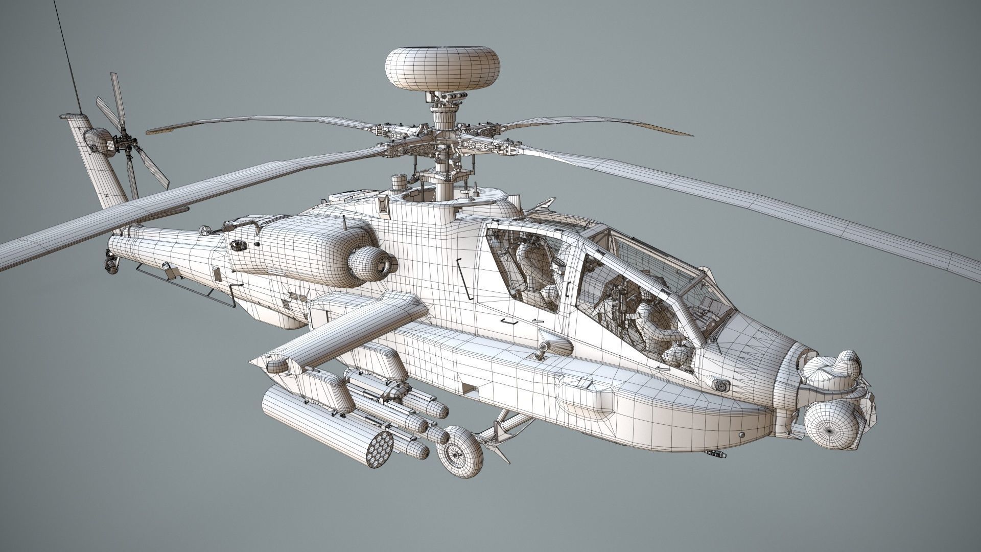 Apache AH-64E Qatar Emiri Air Force Basic Animation Low-poly 3D model_29