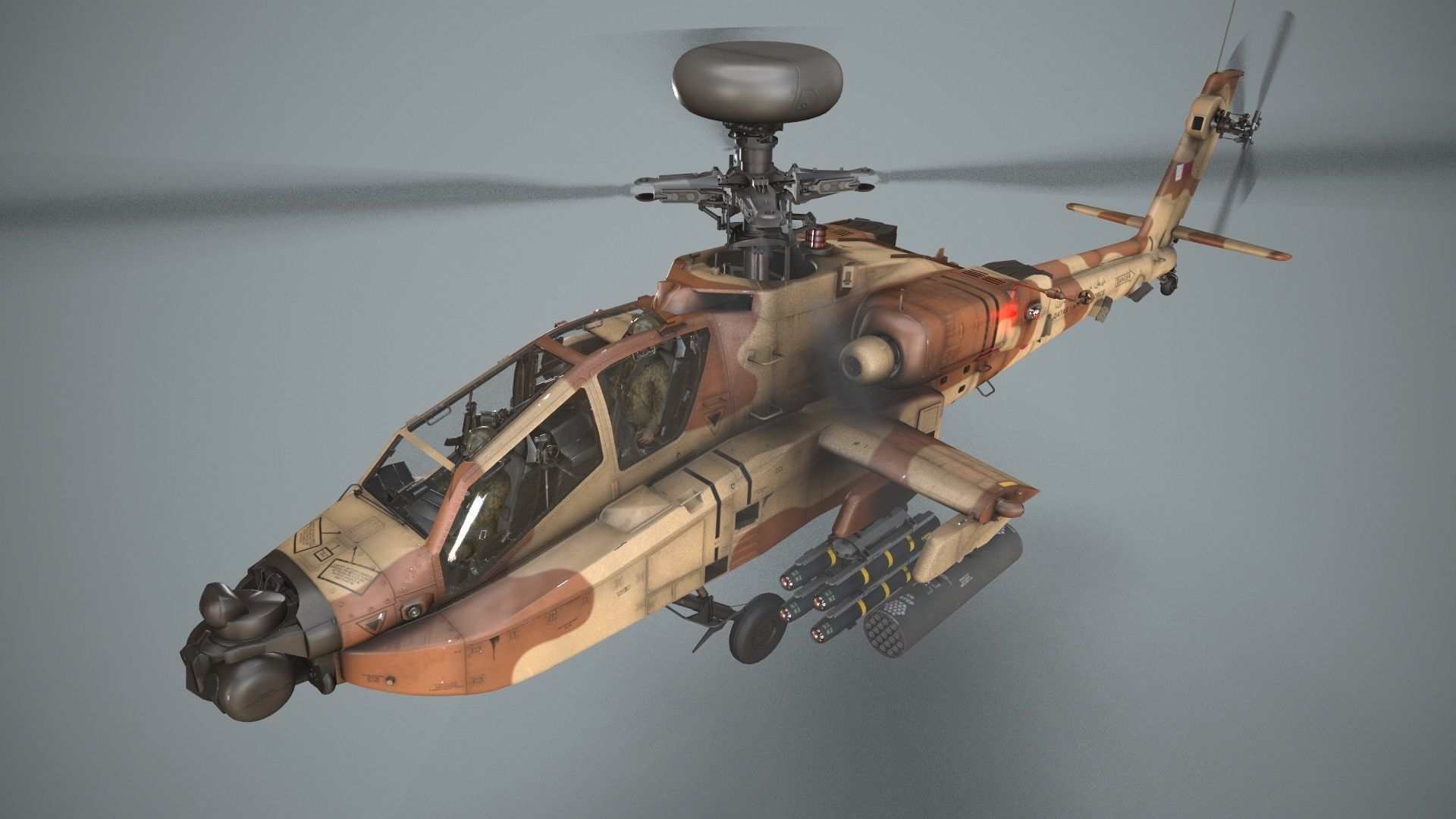 Apache AH-64E Qatar Emiri Air Force Basic Animation Low-poly 3D model_4
