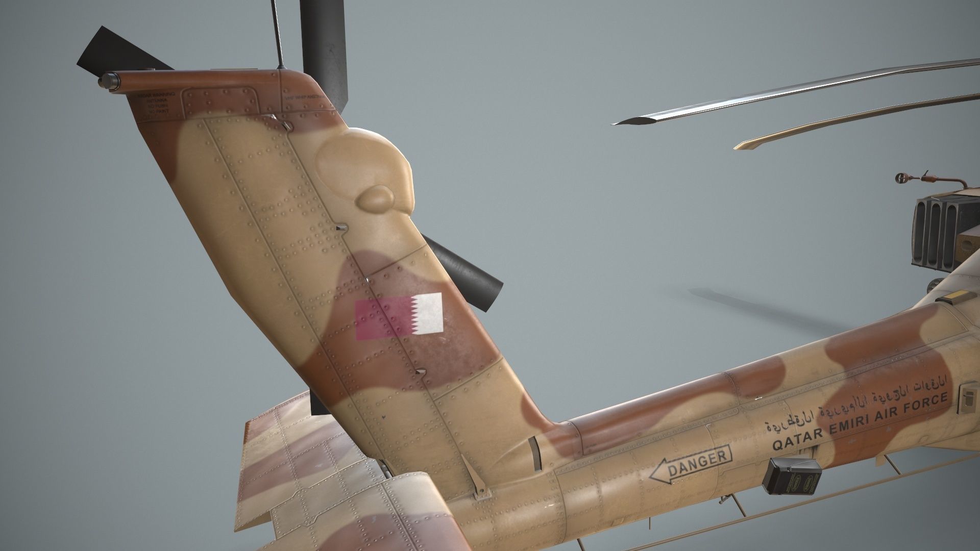 Apache AH-64E Qatar Emiri Air Force Basic Animation Low-poly 3D model_14