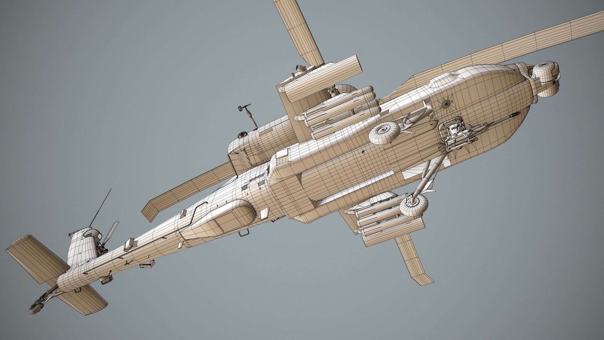 Apache AH-64E Qatar Emiri Air Force Basic Animation Low-poly 3D model_26