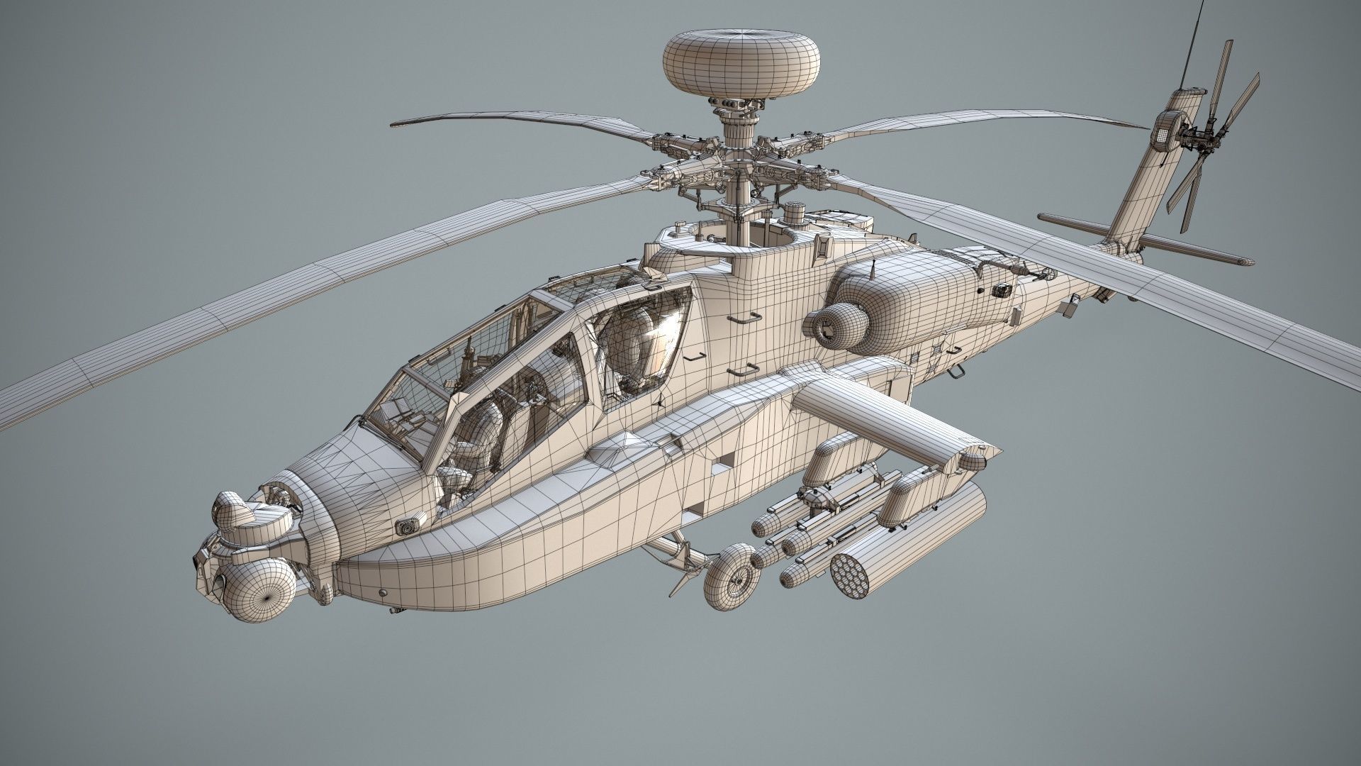 Apache AH-64E Qatar Emiri Air Force Basic Animation Low-poly 3D model_24