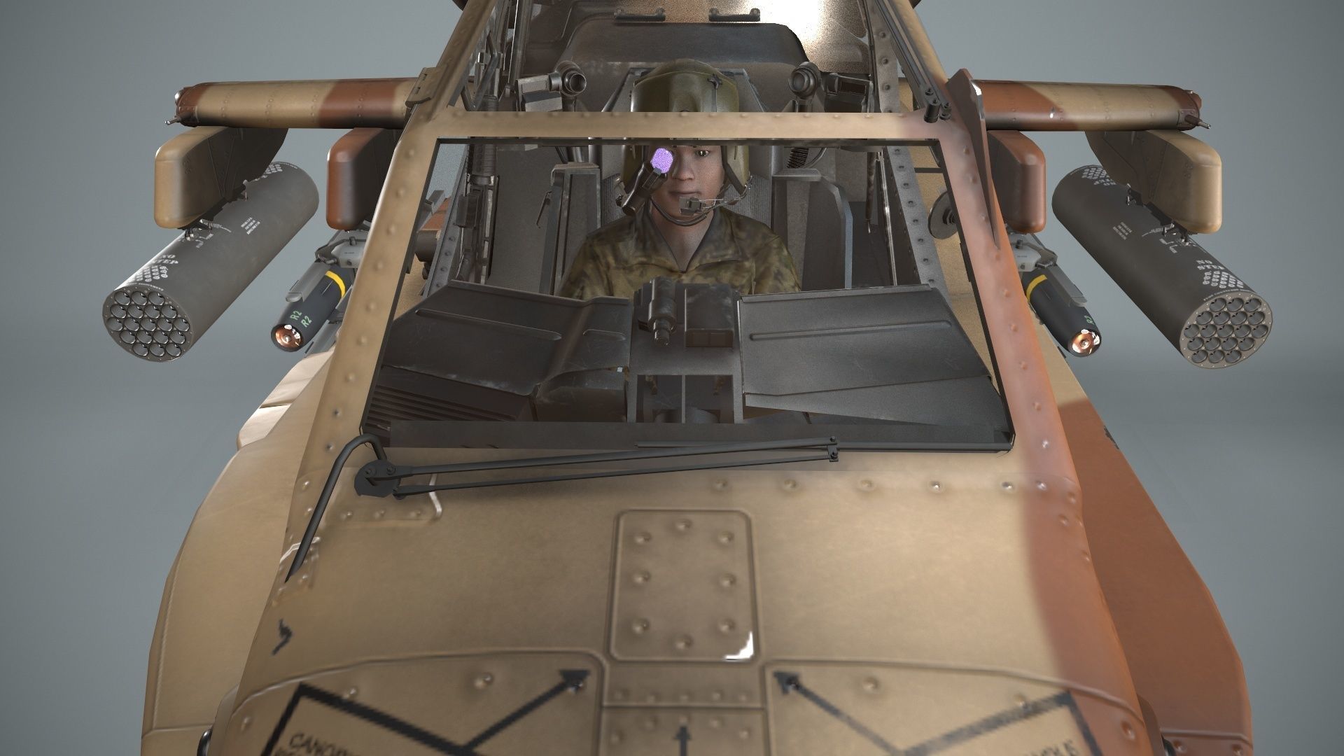 Apache AH-64E Qatar Emiri Air Force Basic Animation Low-poly 3D model_17