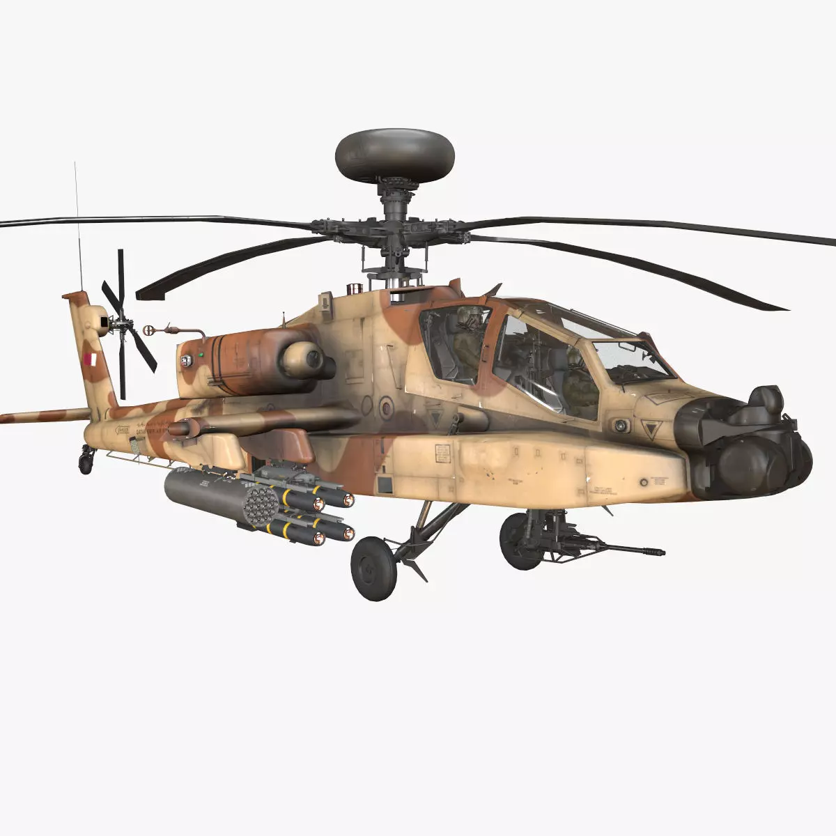 Apache AH-64E Qatar Emiri Air Force Basic Animation Low-poly 3D model_0