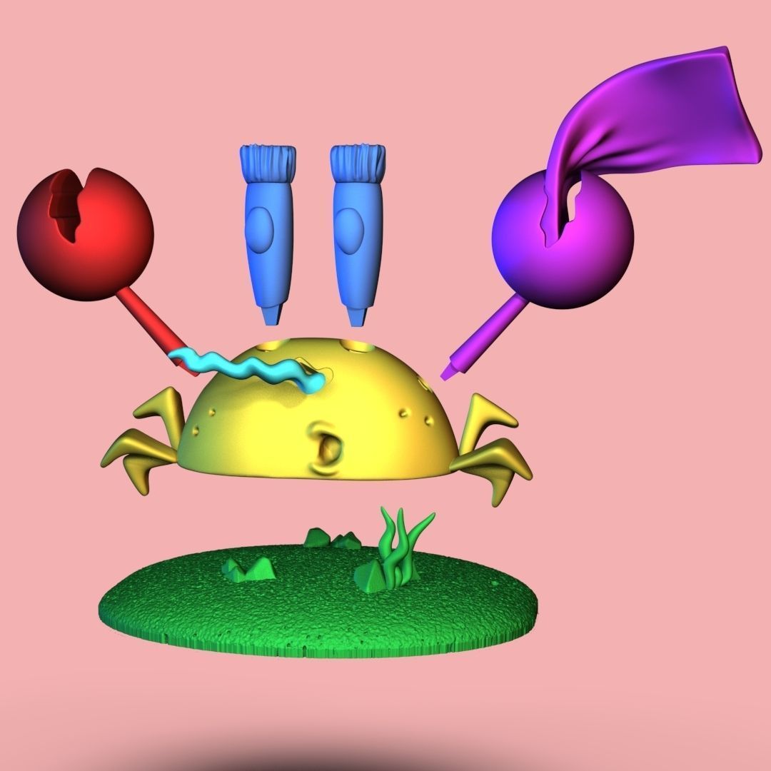 Primitive Mr Krabs 3D print model_7