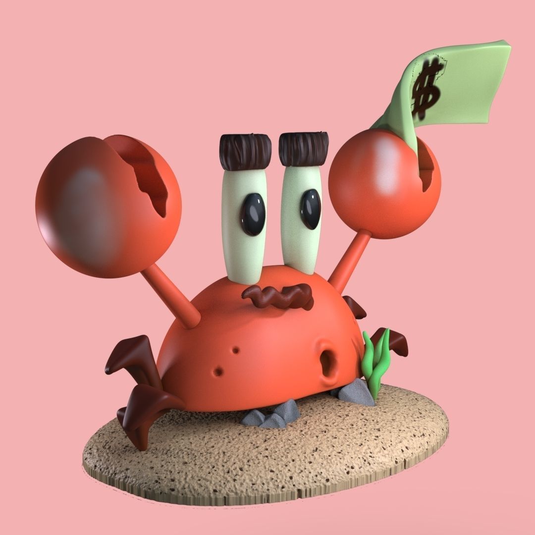 Primitive Mr Krabs 3D print model_3