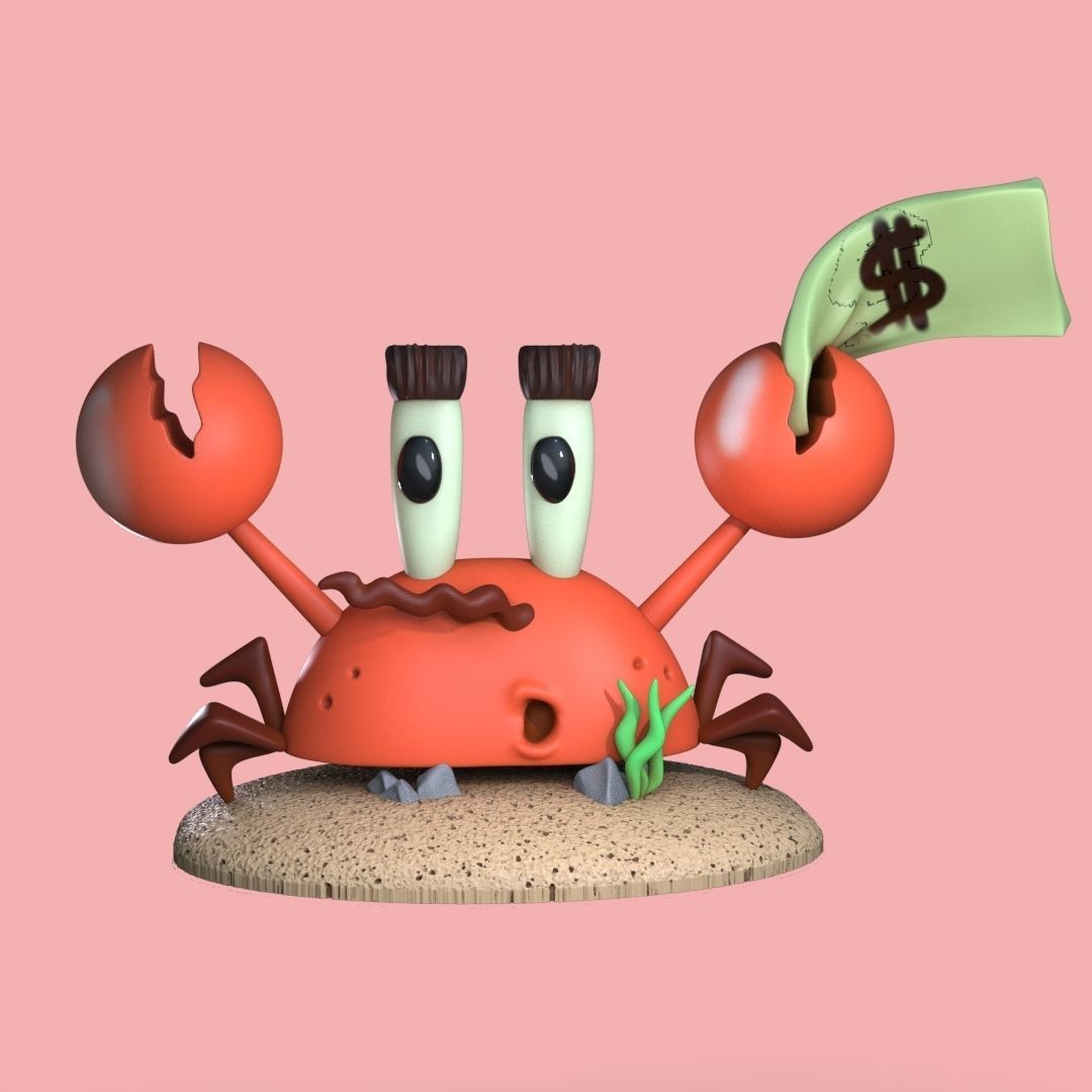 Primitive Mr Krabs 3D print model_1