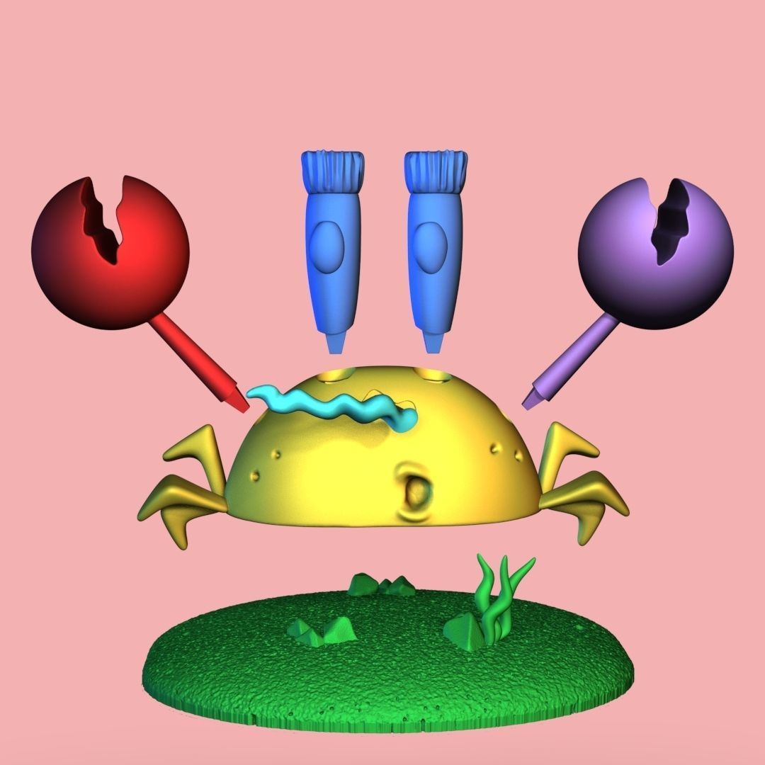 Primitive Mr Krabs 3D print model_6