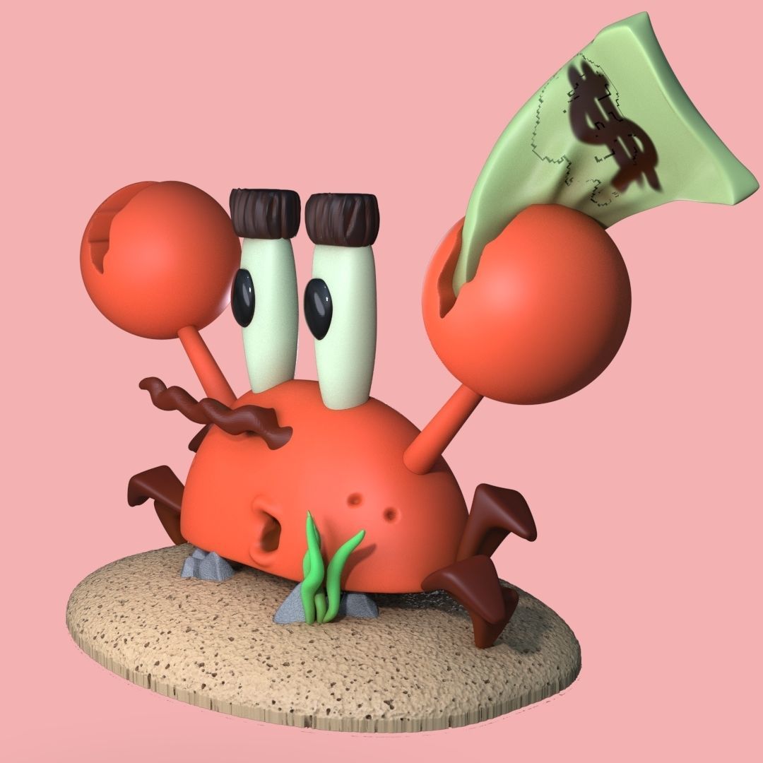 Primitive Mr Krabs 3D print model_2