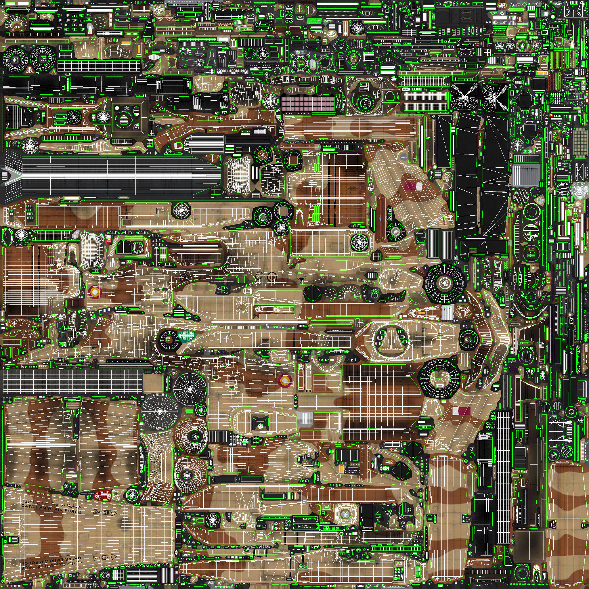 Apache AH-64E Qatar Emiri Air Force Complex Animation Low-poly 3D model_35