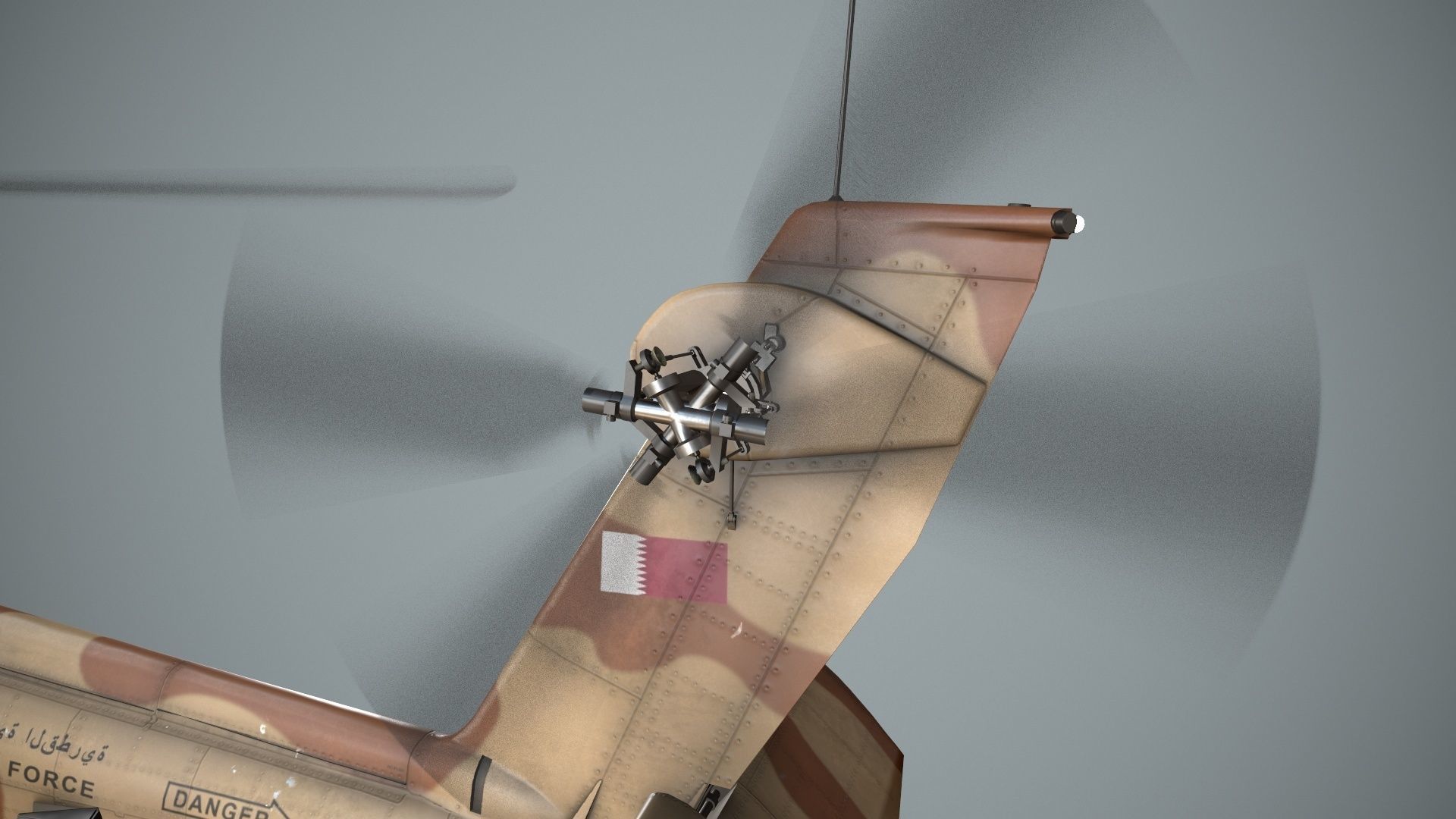 Apache AH-64E Qatar Emiri Air Force Complex Animation Low-poly 3D model_7