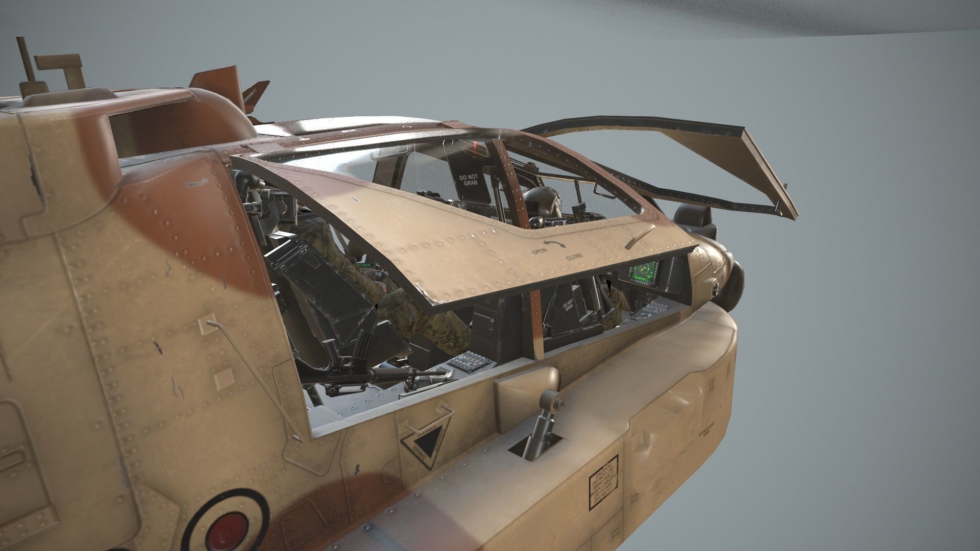 Apache AH-64E Qatar Emiri Air Force Complex Animation Low-poly 3D model_16