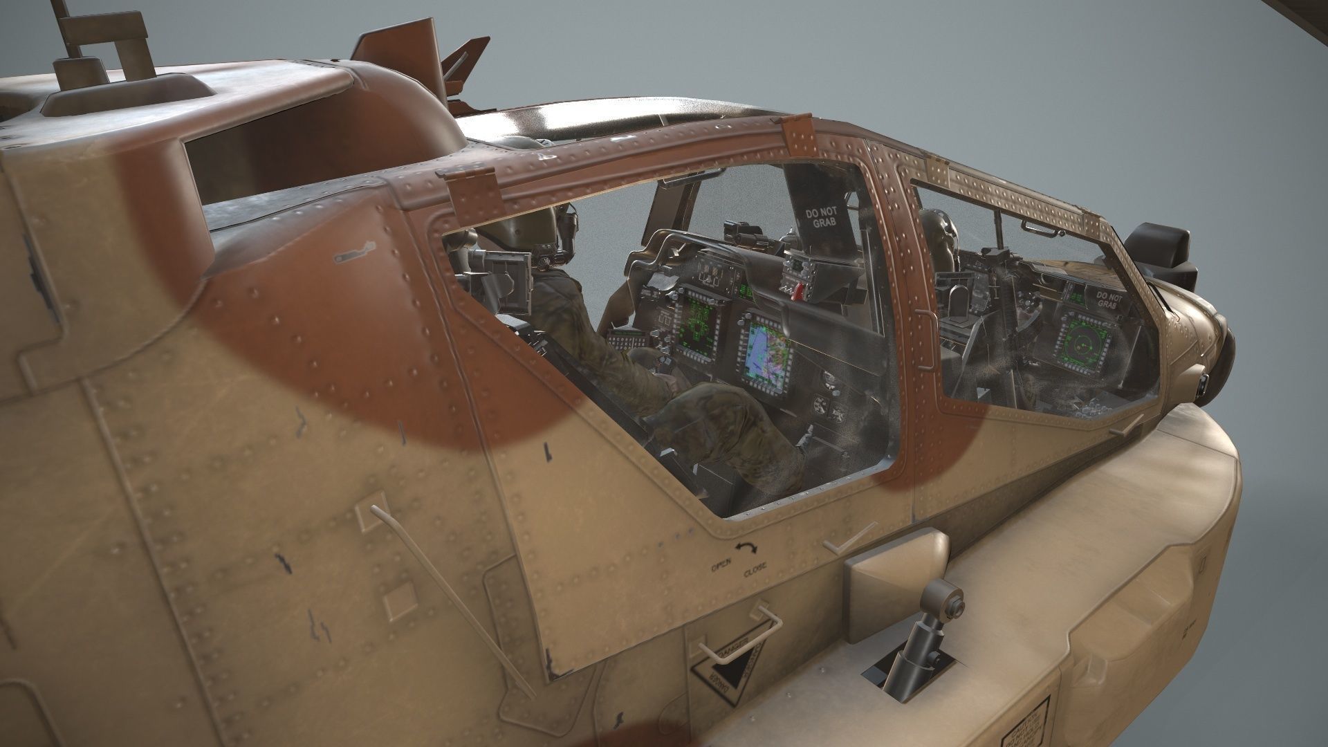 Apache AH-64E Qatar Emiri Air Force Complex Animation Low-poly 3D model_19