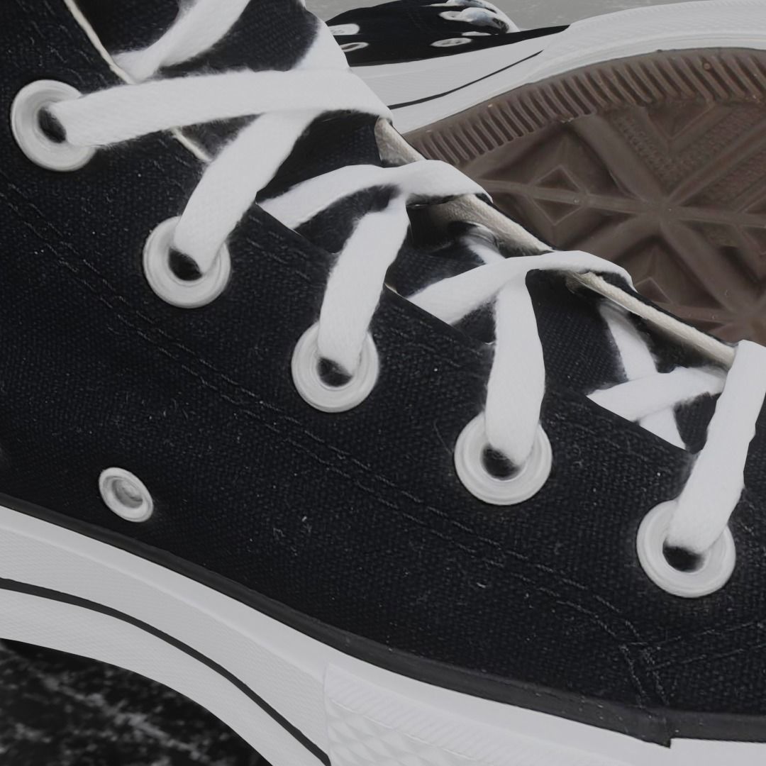 CONVERSE 3D SHOES - BLACK HIGH Low-poly 3D model_10