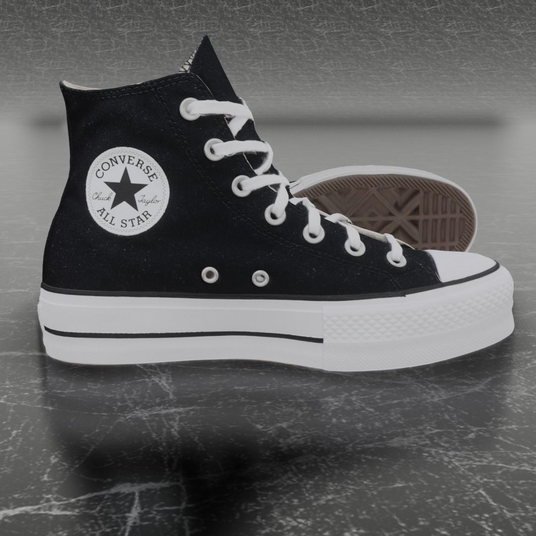 CONVERSE 3D SHOES - BLACK HIGH Low-poly 3D model_3